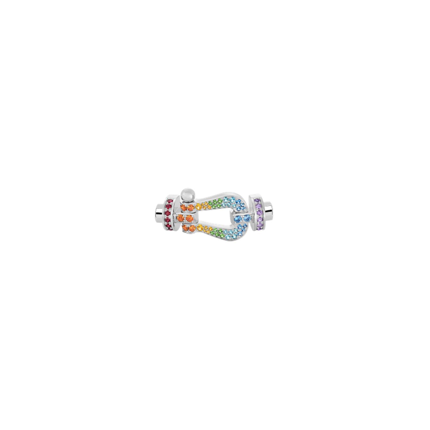 Fred - 0B0155 - FORCE 10 BUCKLE IN WHITE GOLD WITH RUBIES, GARNETS, SAPPHIRES, AMETHYST, TSAVORITES AND AQUAMARINES, LARGE MODEL