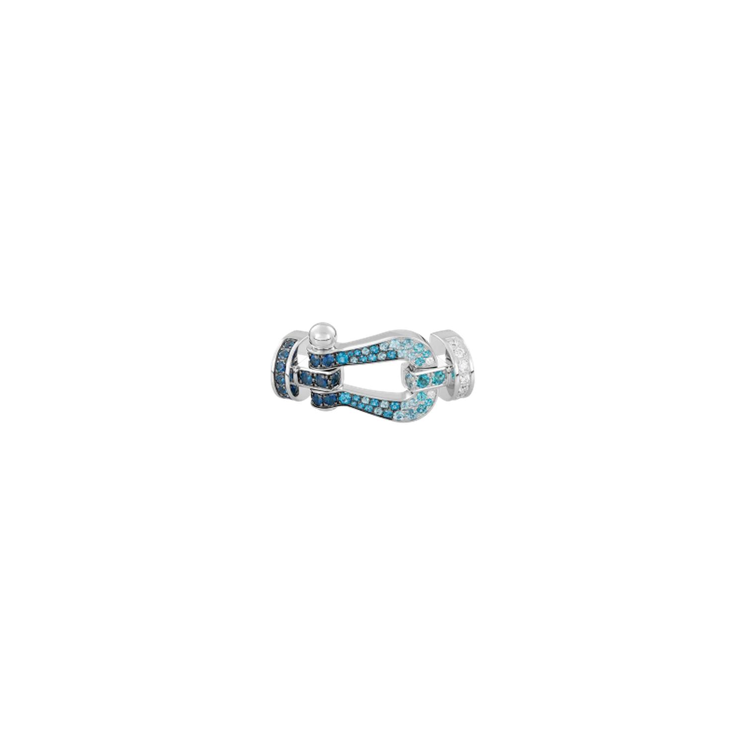 Fred - 0B0168 - FORCE 10 BUCKLE IN WHITE GOLD WITH SAPPHIRES, TOPAZES, AQUAMARINES AND DIAMONDS, LARGE MODEL