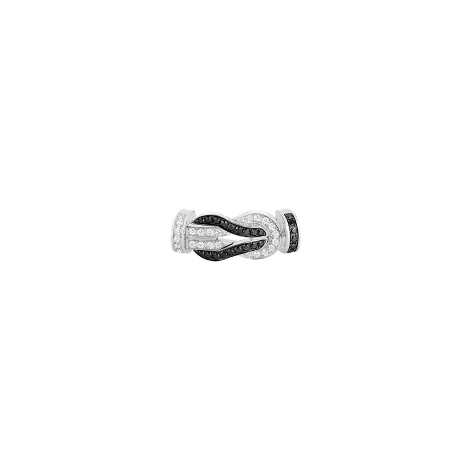 FRED - 0J0009 - CHANCE INFINIE BUCKLE IN WHITE GOLD WITH WHITE DIAMONDS AND BLACK DIAMONDS, LARGE MODEL