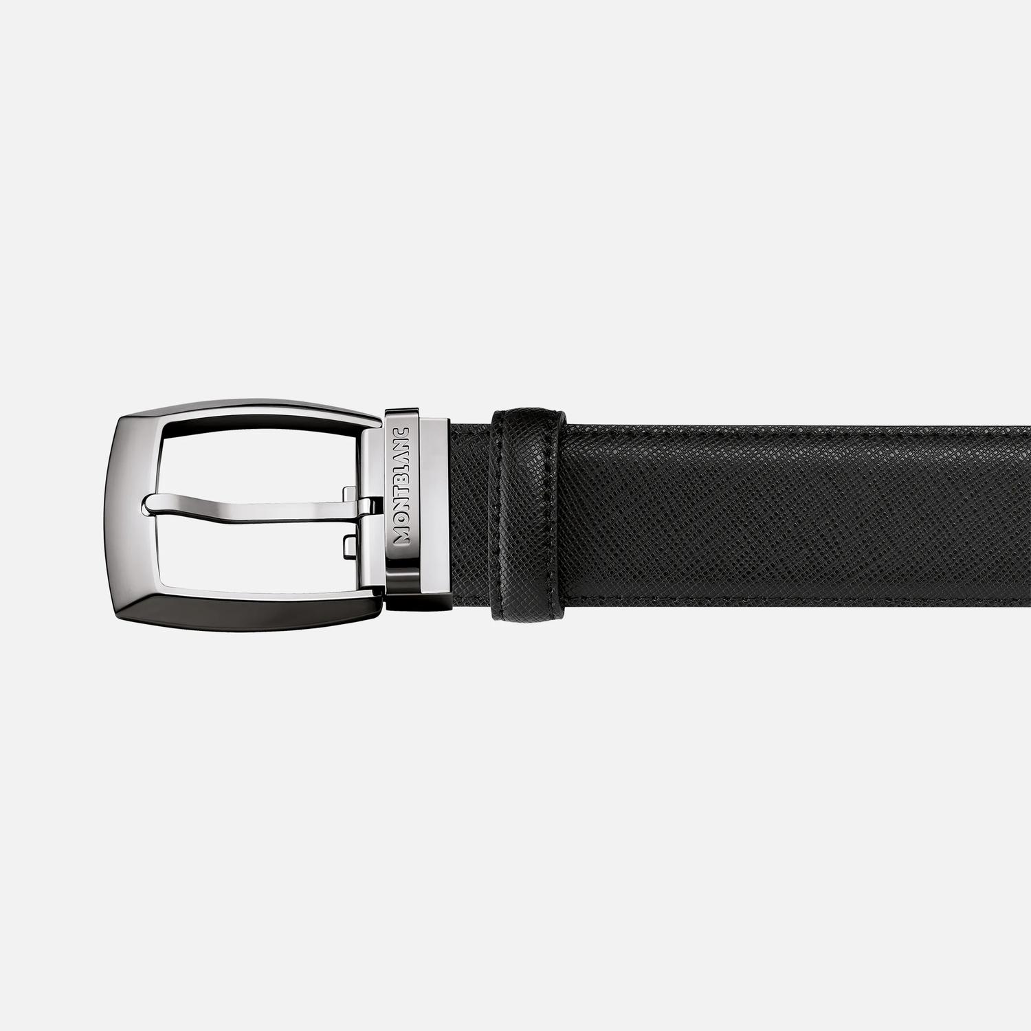MONT BLANC - 35mm Black Leather Belt