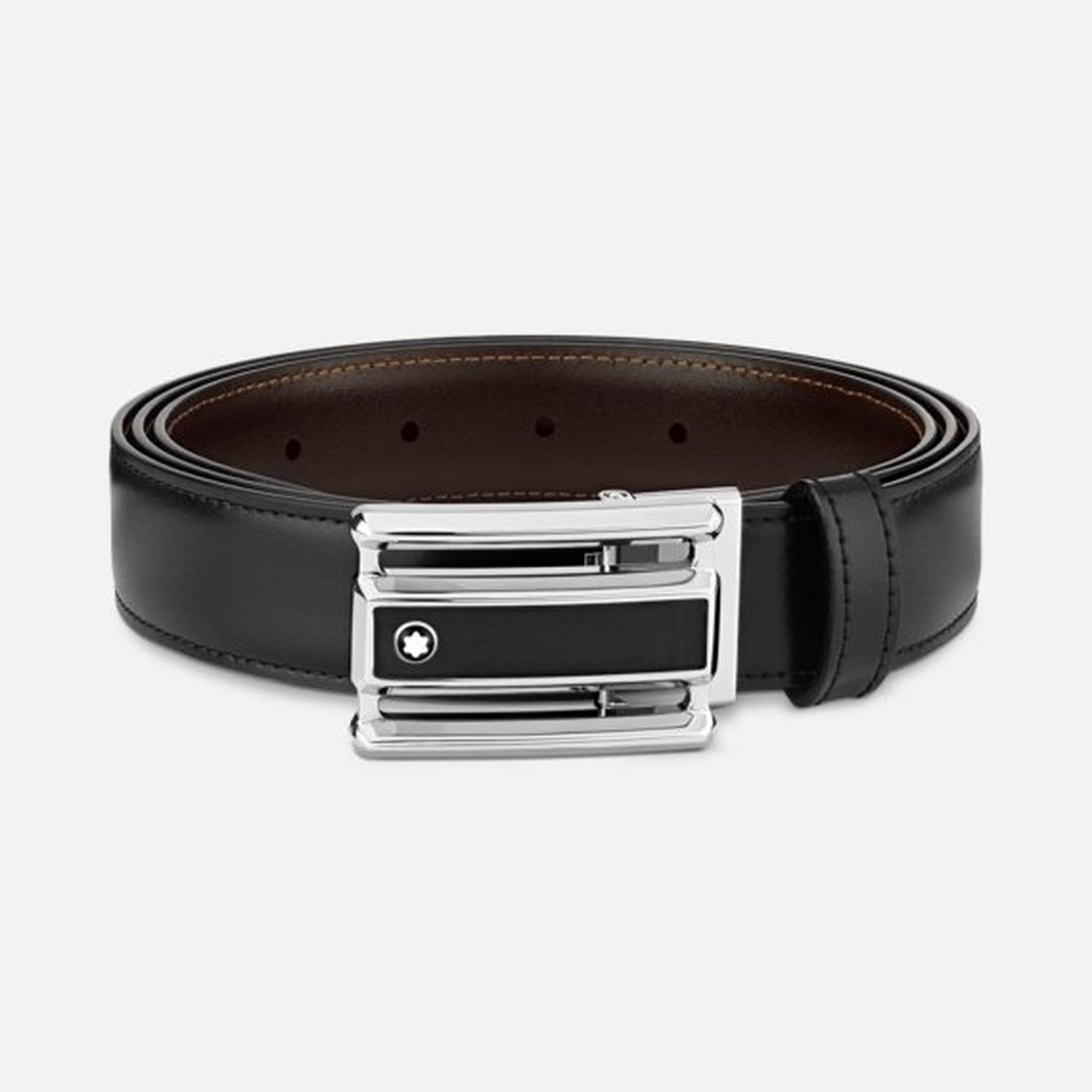 MONT BLANC - 30mm Black/Brown Leather Reversible Belt