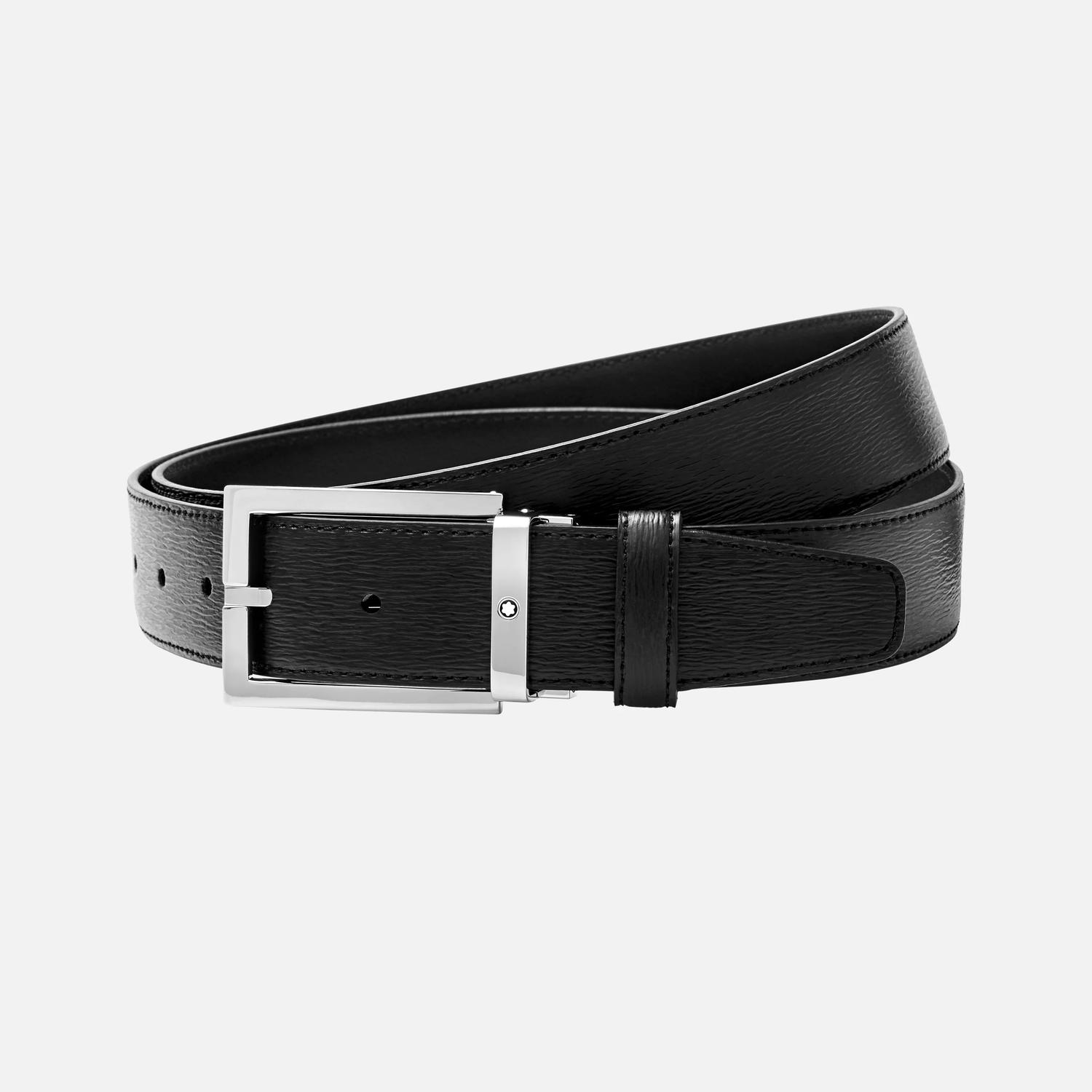 MONT BLANC - 35mm Black Leather Belt