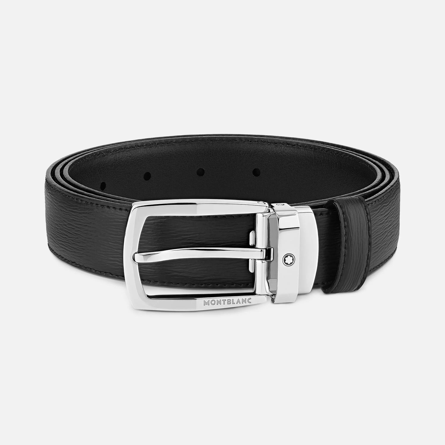 MONT BLANC - 30mm Black Leather Belt