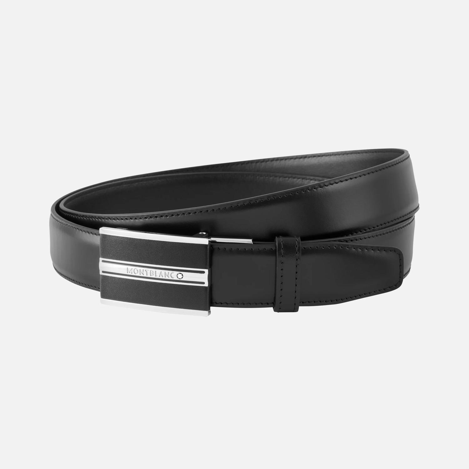 MONT BLANC - 30mm Black Leather Belt