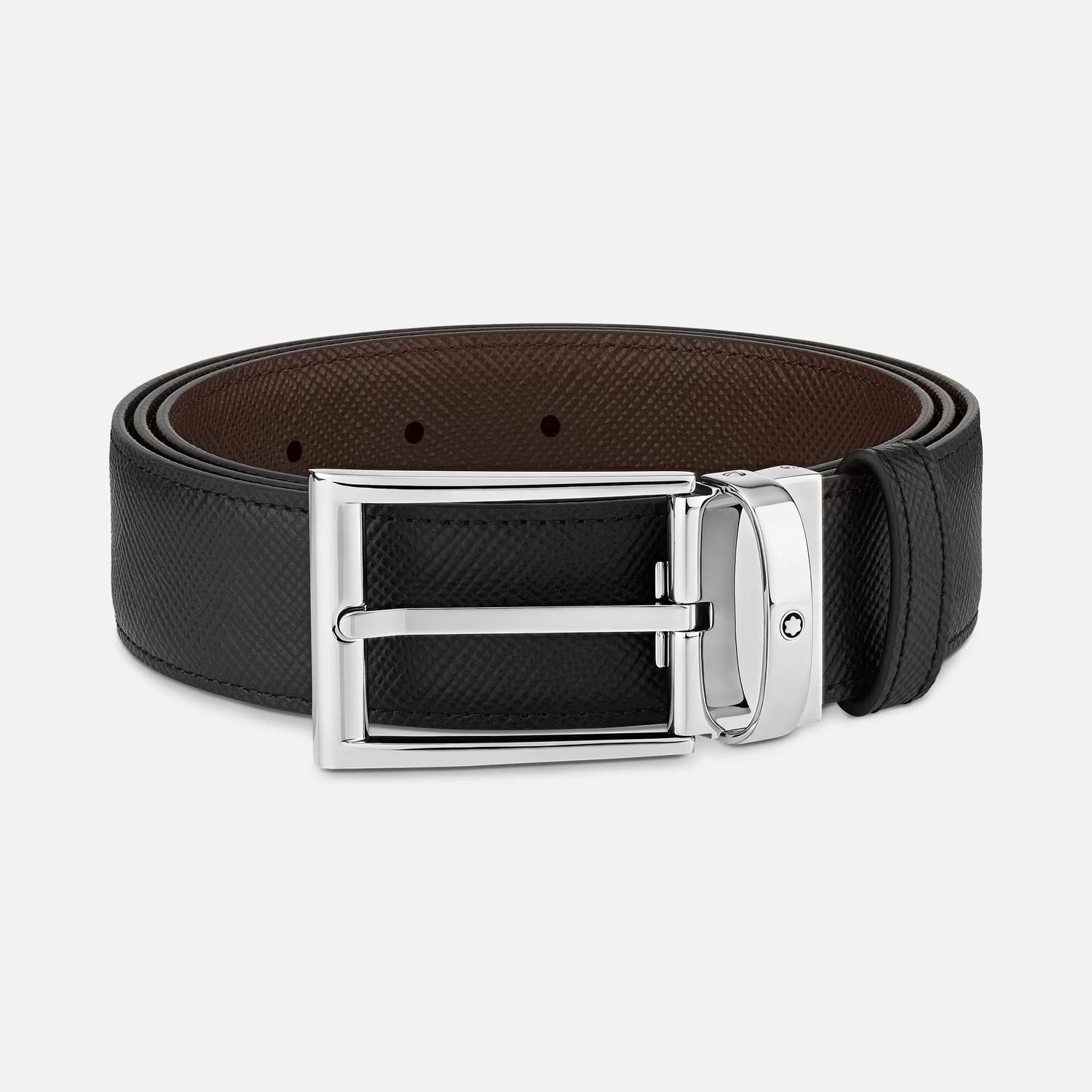 MONT BLANC - 35mm Black/Brown Leather Reversible Belt