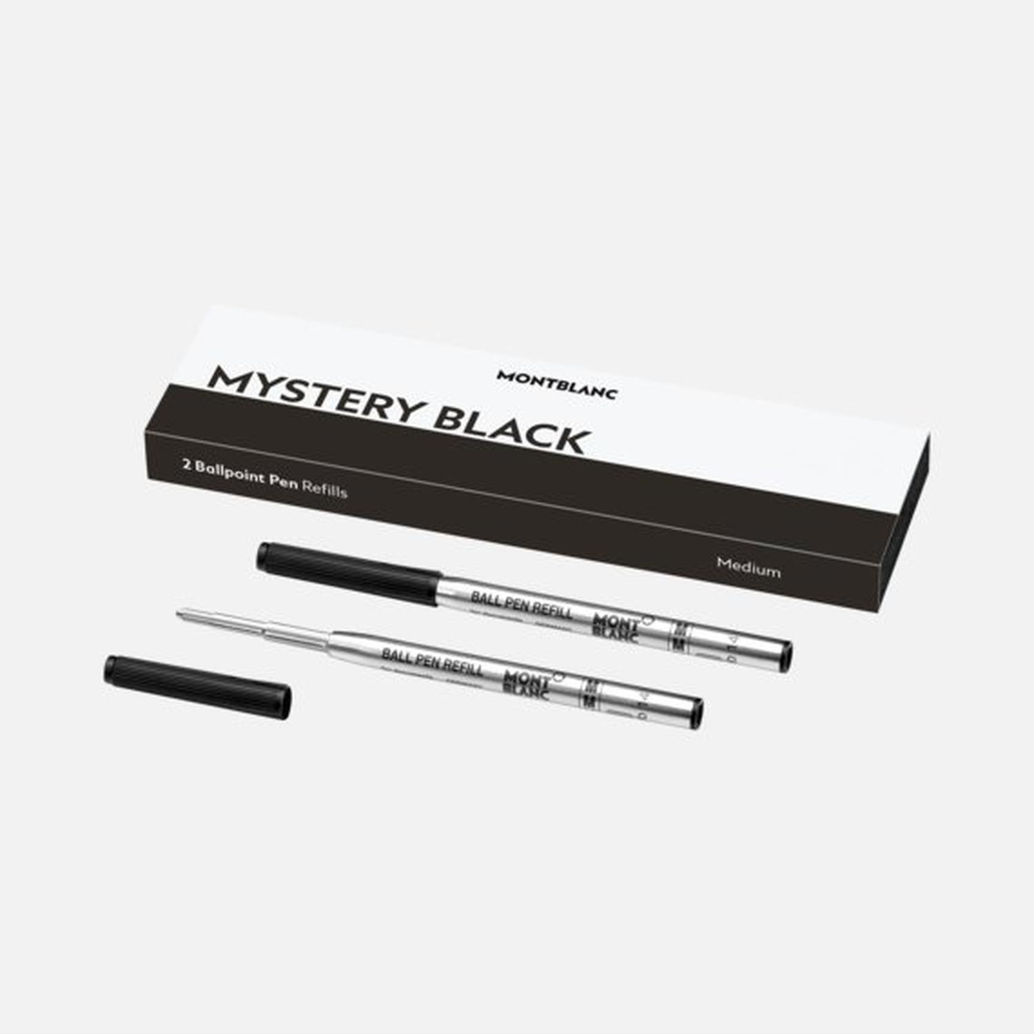 Mont Blanc - 128211 - 2 refill per penna a sfera medi, Mystery Black (nero)