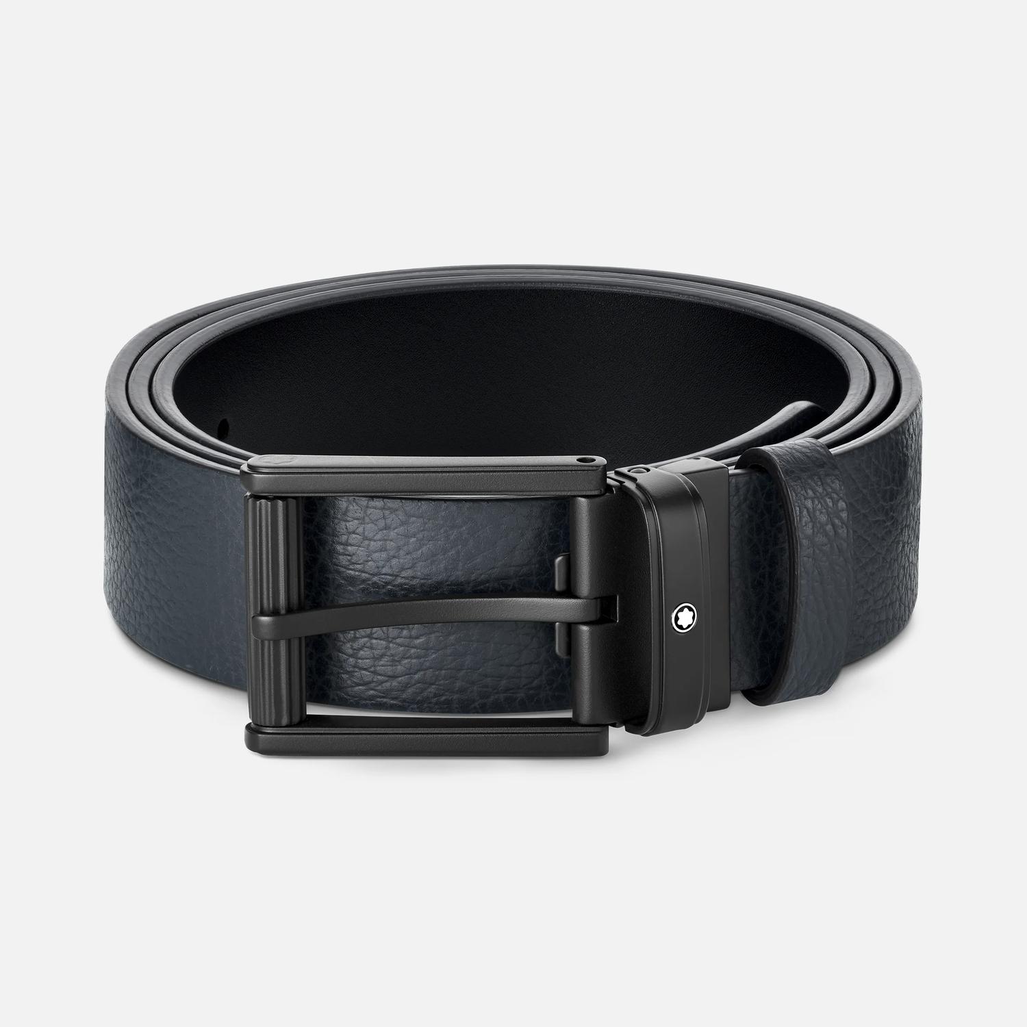 MONT BLANC - 35mm Reversible Belt in Blue/Black Leather