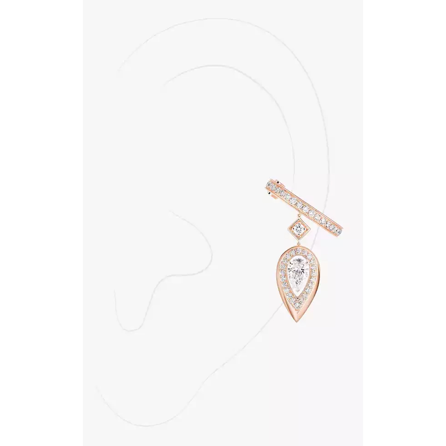 MESSIKA - 13172-PG - Fiery 0.10ct Single Clip-On Earring - Rose Gold Diamond Earrings