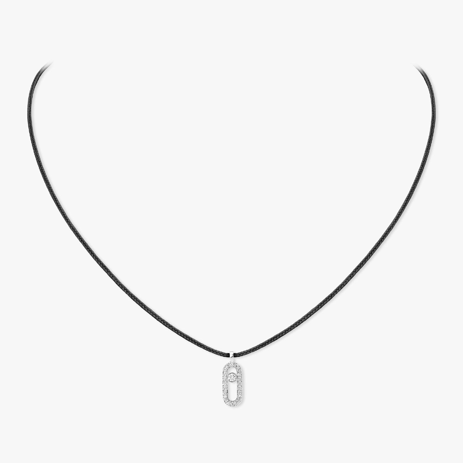 Messika - 14142-WG - CARE(S) Black Cord Pavé Necklace
