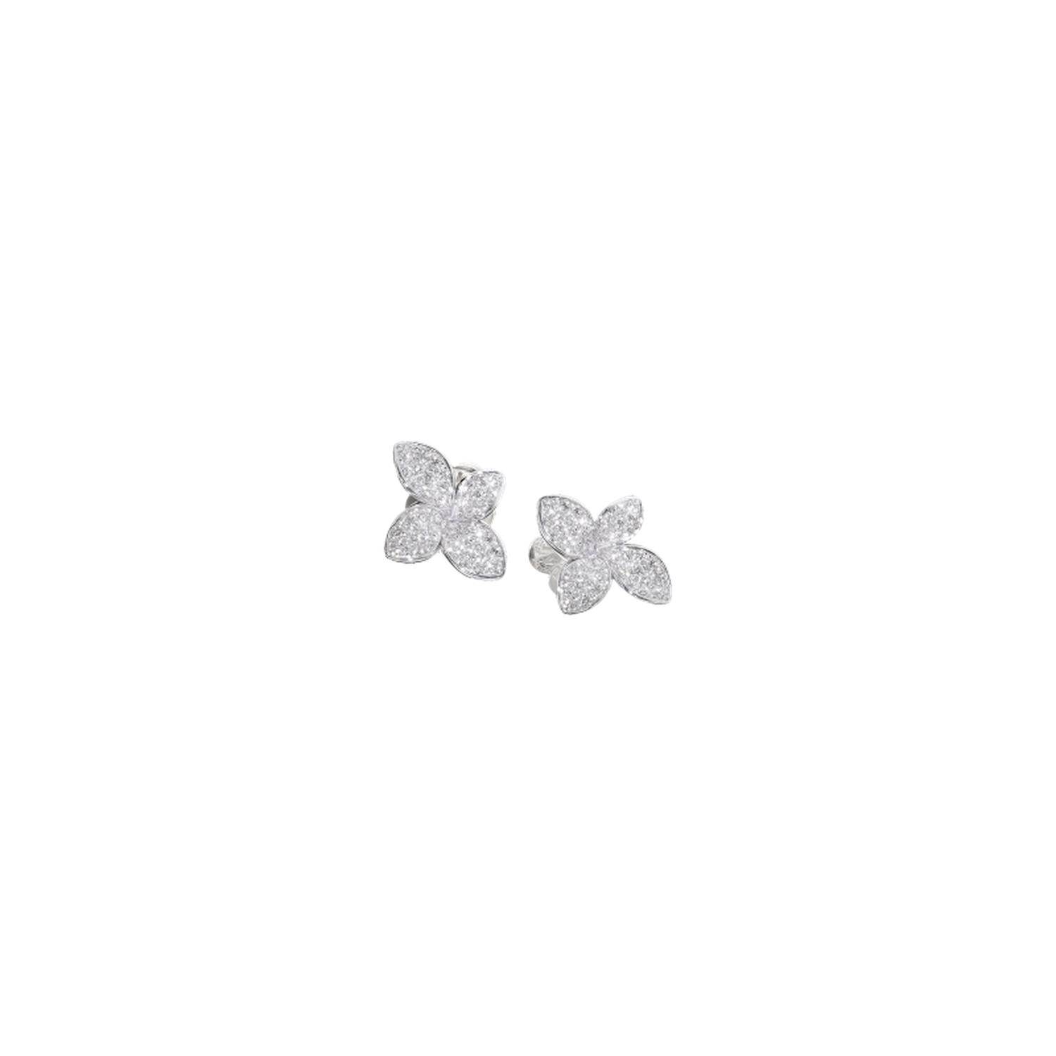 PASQUALE BRUNI - 15384B - PETIT GARDEN EARRINGS IN WHITE GOLD AND DIAMONDS, SMALL FLOWER
