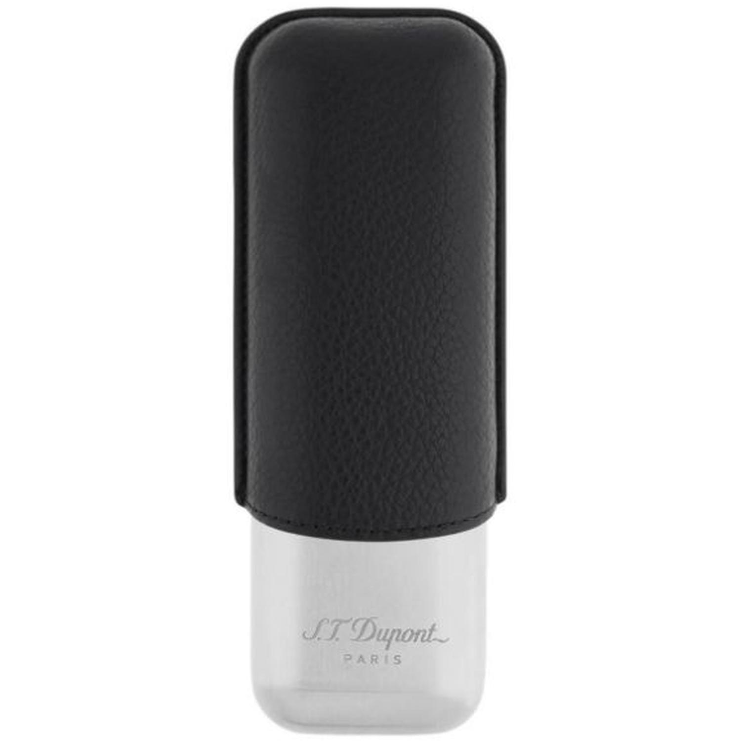 DUPONT - 183260 - BLACK GRAINED AND CHROME DOUBLE CIGAR CASE
