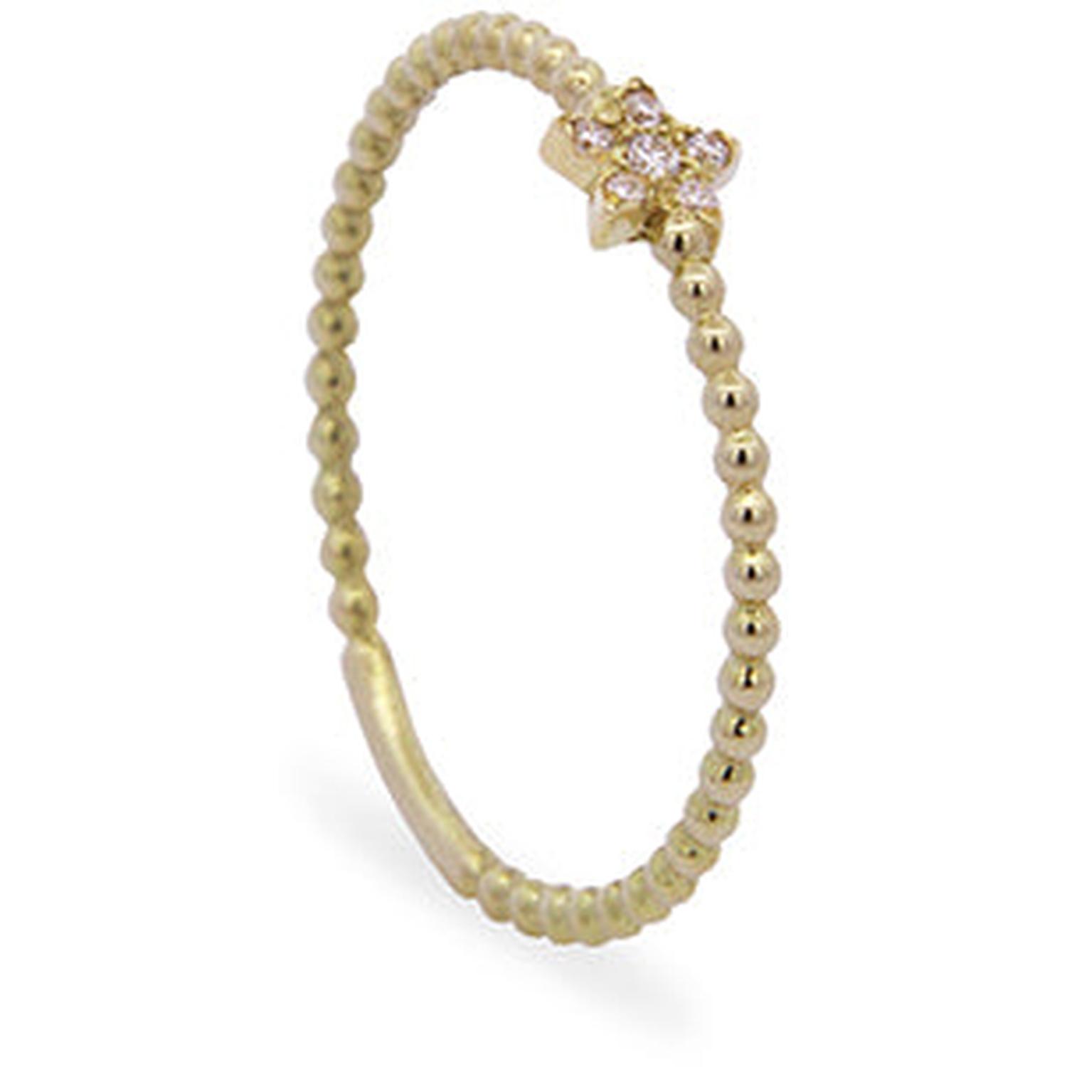 Rue Des Mille - 18KAND03 - Knurled Star Band Ring with Lab Grown Diamonds - 18KT Gold