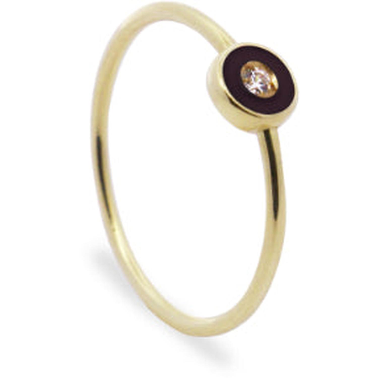 Rue Des Mille - 18KAND08 - Black Diamond Dot and Lab Grown Diamond Band Ring - 18KT Gold