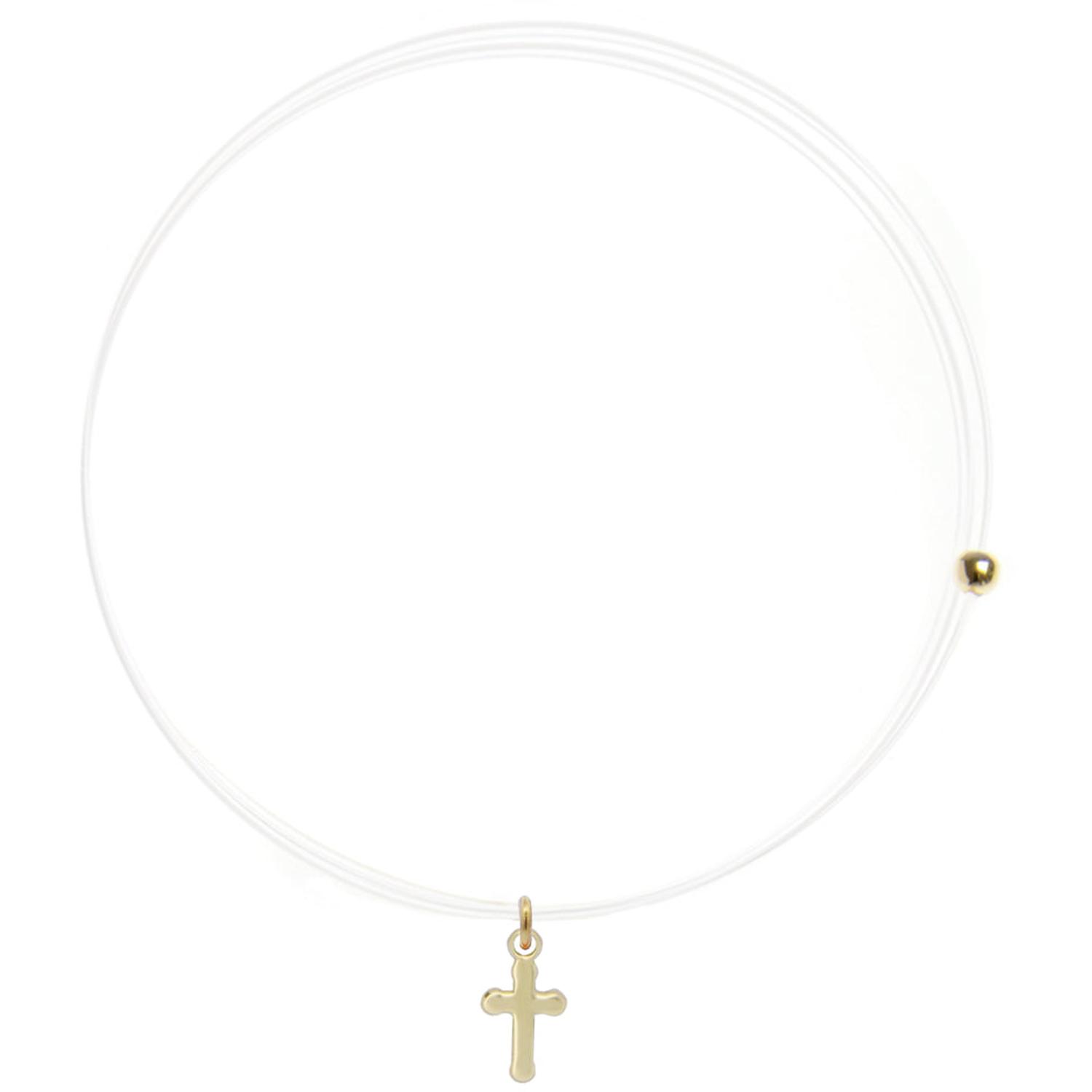 Rue Des Mille - 18KGRLNZCRO - Fishing Line Choker with Cross - 18KT GOLD