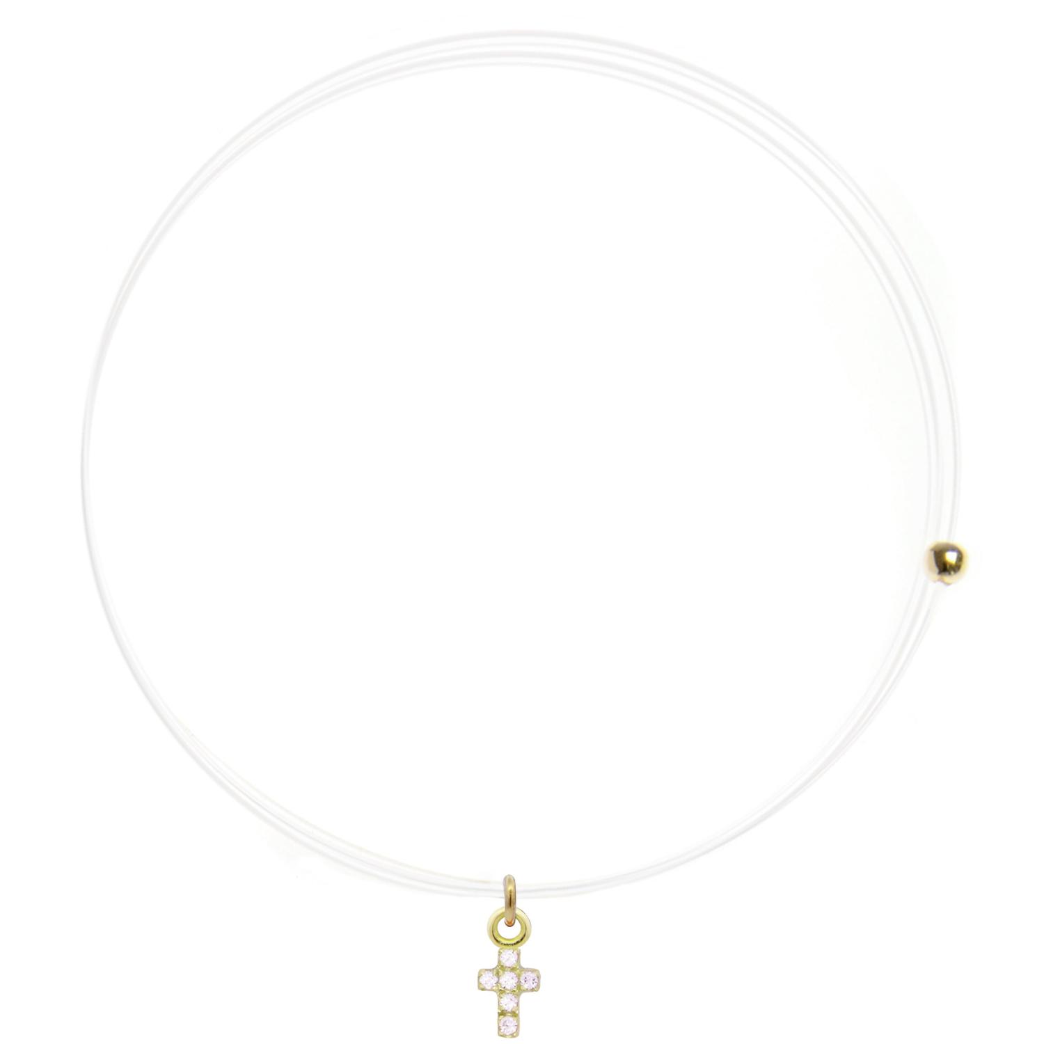 Rue Des Mille - 18KGRLNZDCRO - Lenza Choker with Cross and Lab-Made Diamonds - 18KT Gold
