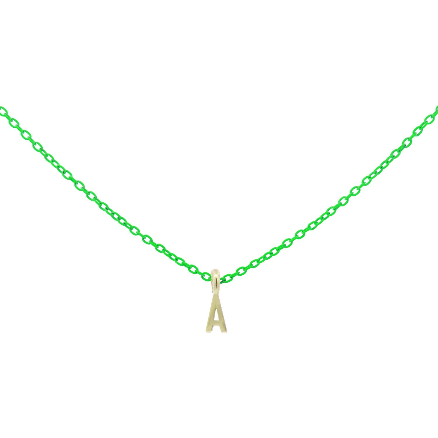 Rue Des Mille - 18KGRV10A - Fluorescent Green Letter Necklace - 18KT Gold