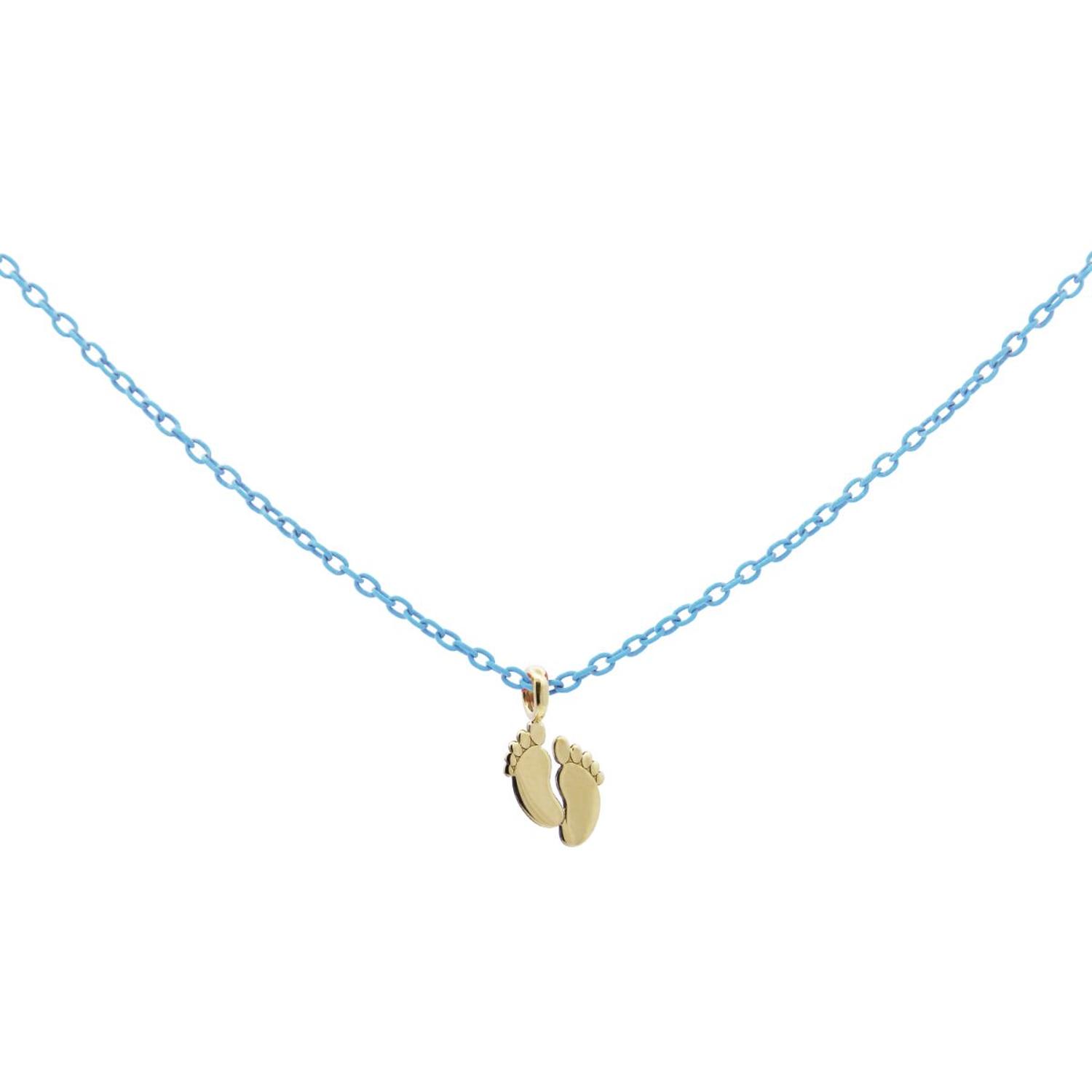Rue Des Mille - 18KGRV17 - Pastel Blue Baby Feet Choker - 18KT GOLD