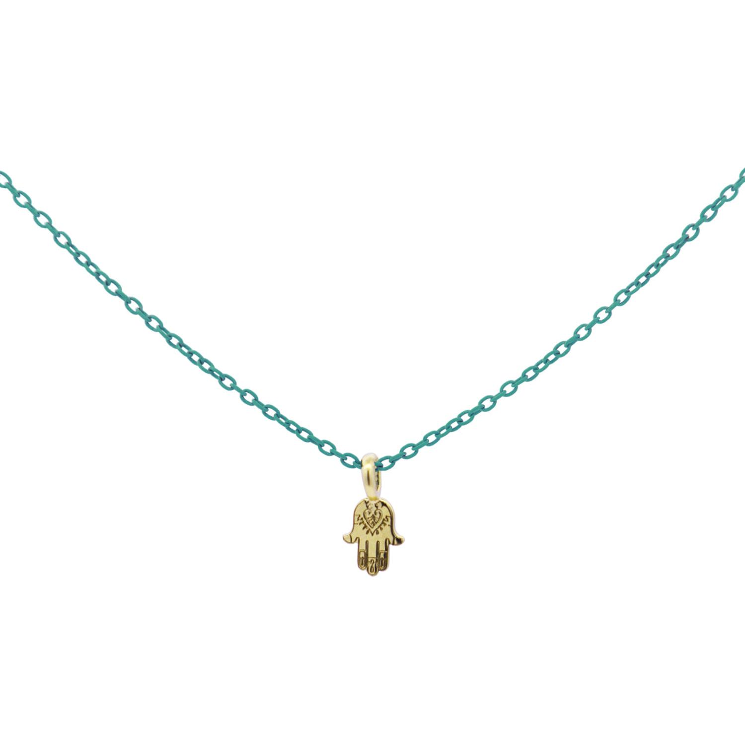 Rue Des Mille - 18KGRVK3MAN - Hand of Fatima Necklace with Chain and Paint - 18KT GOLD