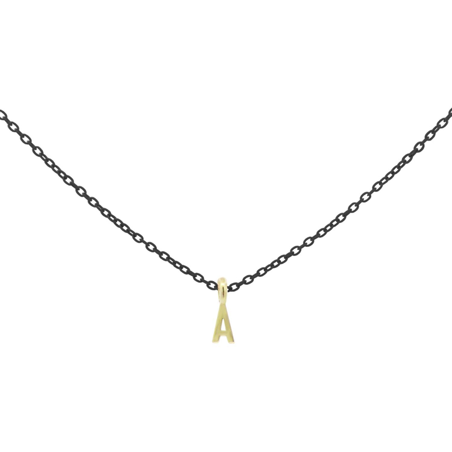 Rue Des Mille - 18KGRVK8INIZA - Black Letter Choker - 18KT GOLD