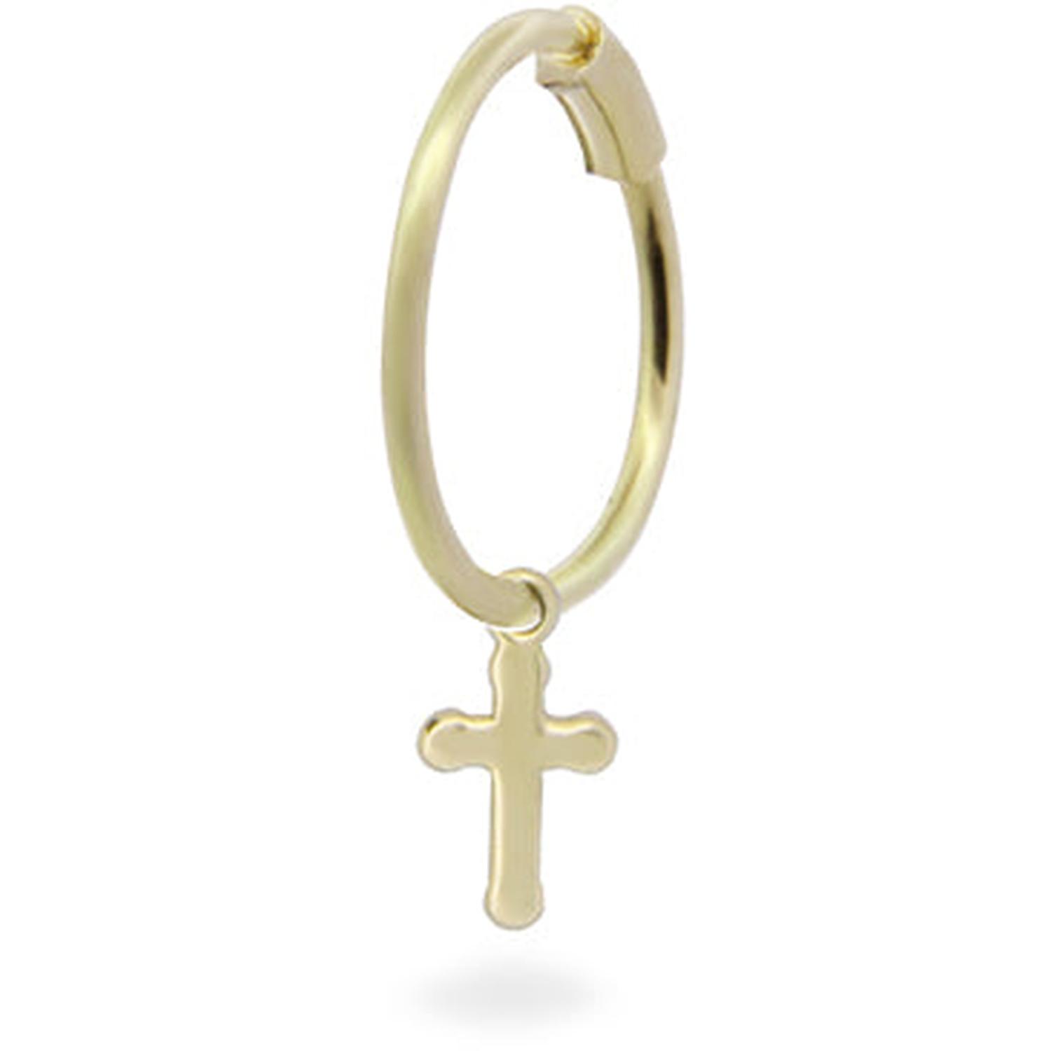 Rue Des Mille - 18KOR05 - Mini Hoop Cross Single Earring - 18KT Gold