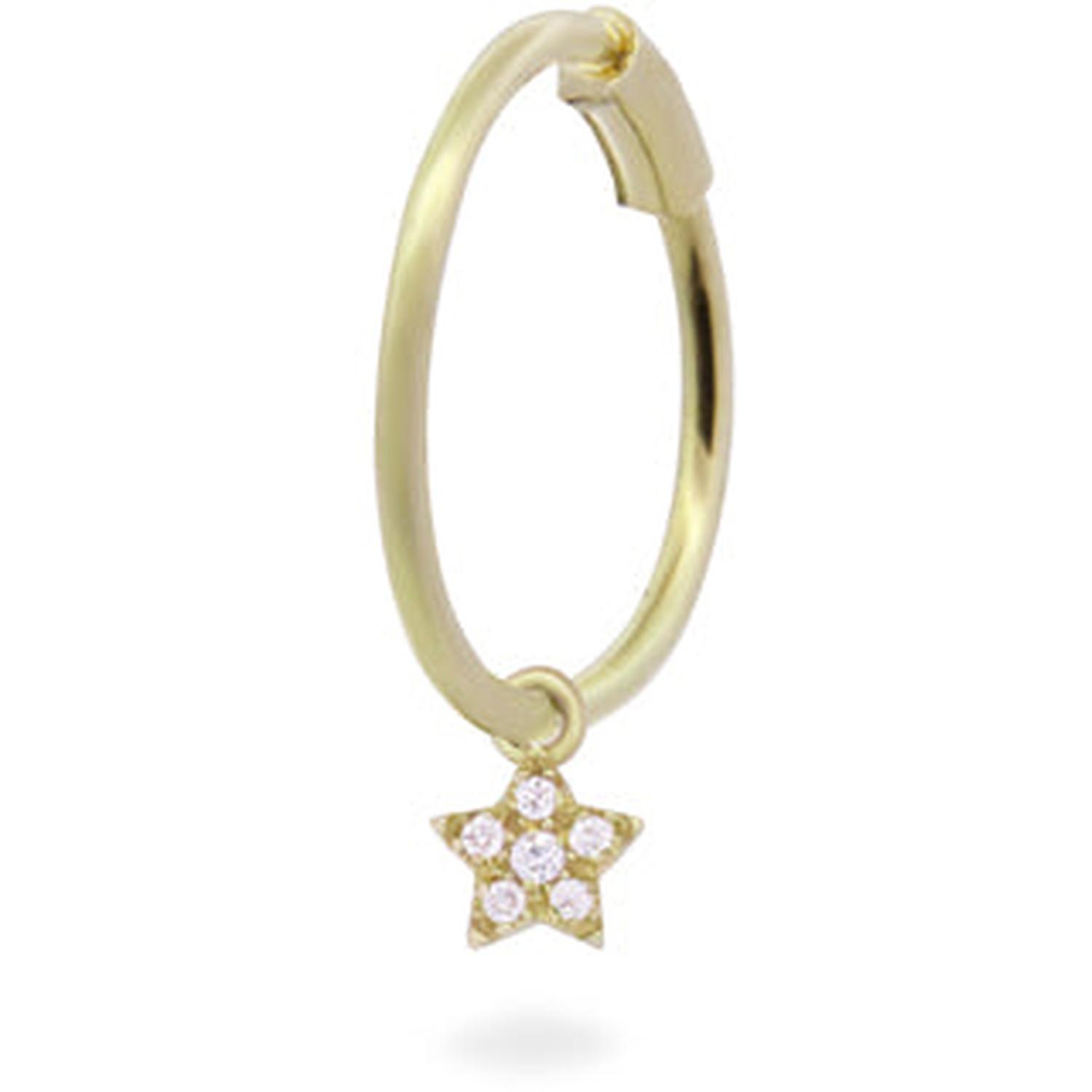 Rue Des Mille - 18KORD04 - Mini Hoop Earring with Star and Lab Grown Diamonds - 18KT Gold