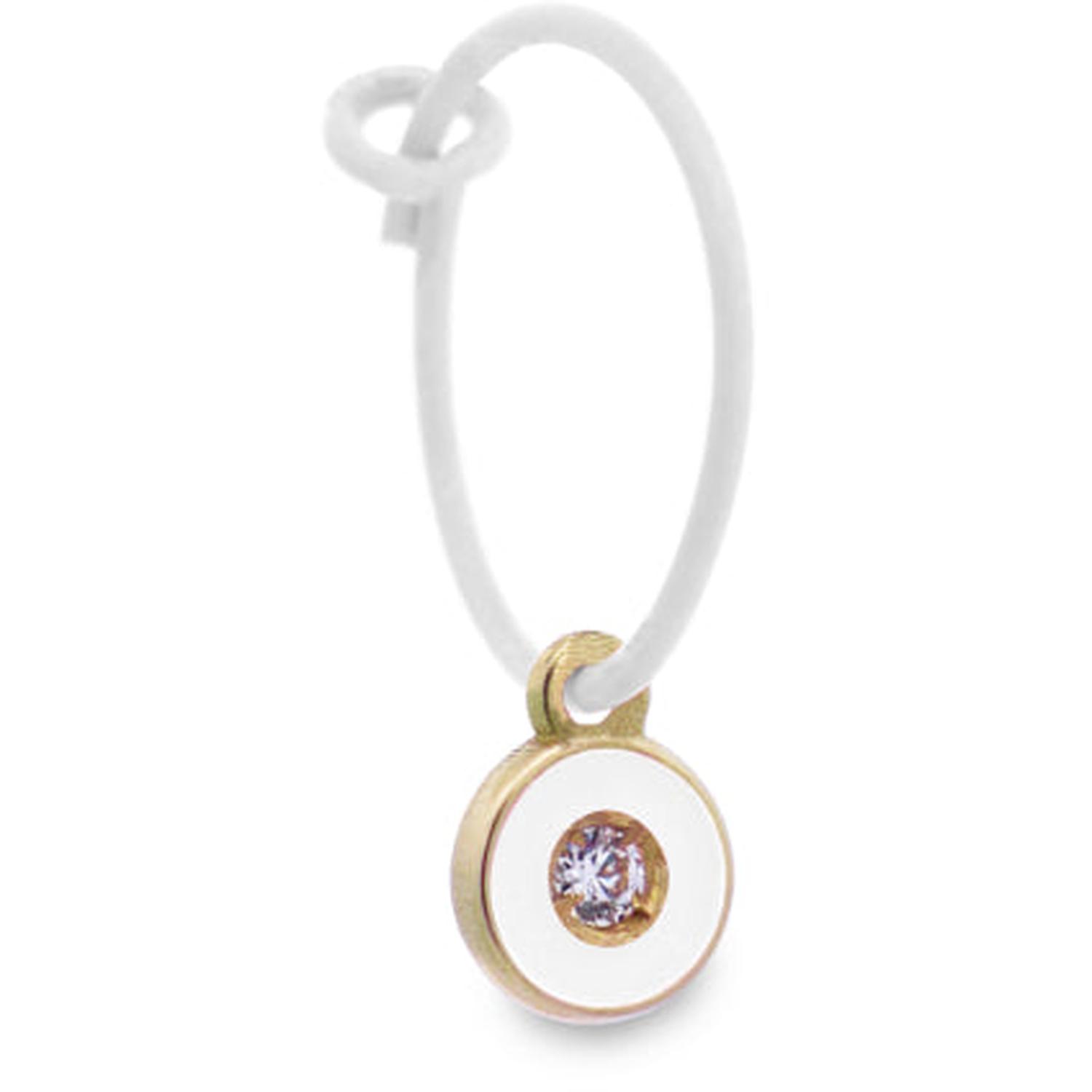 Rue Des Mille - 18KORDV10 - White Diamond Dot Hoop Single Earring with Lab Grown Diamond - 18KT Gold