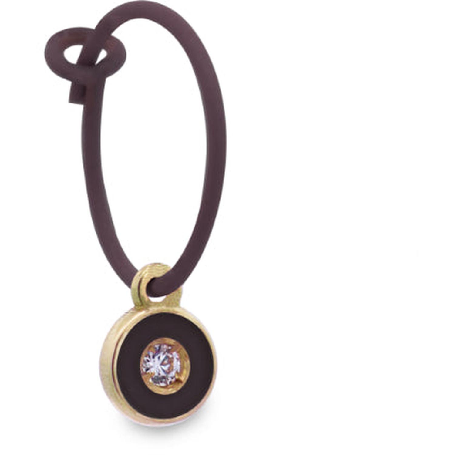Rue Des Mille - 18KORDV11 - Black Diamond Dot Hoop Single Earring with Lab Grown Diamond - 18KT Gold