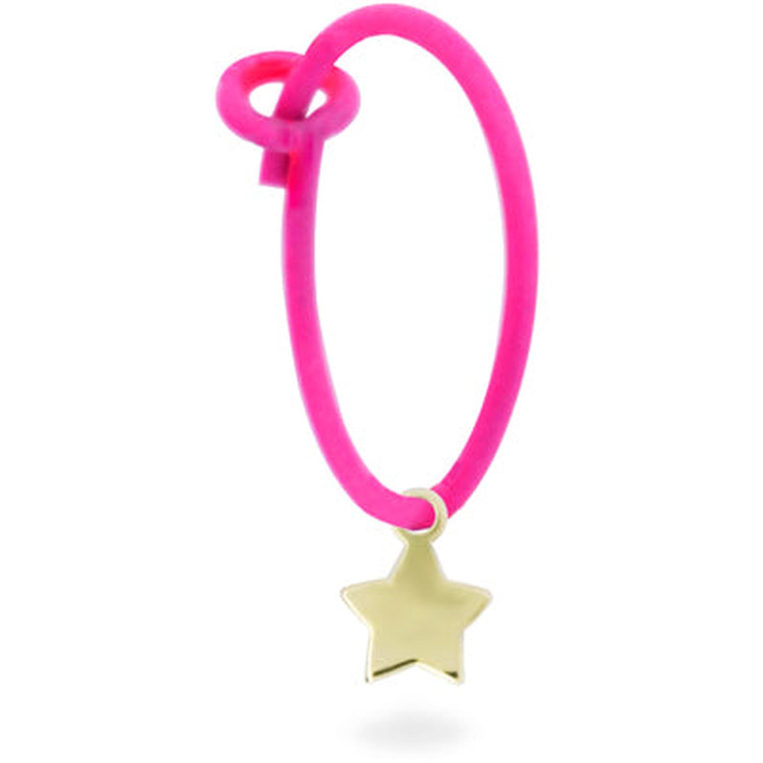 Rue Des Mille - 18KORV02 - Mono-orecchino stella hoop fucsia fluo - ORO18KT