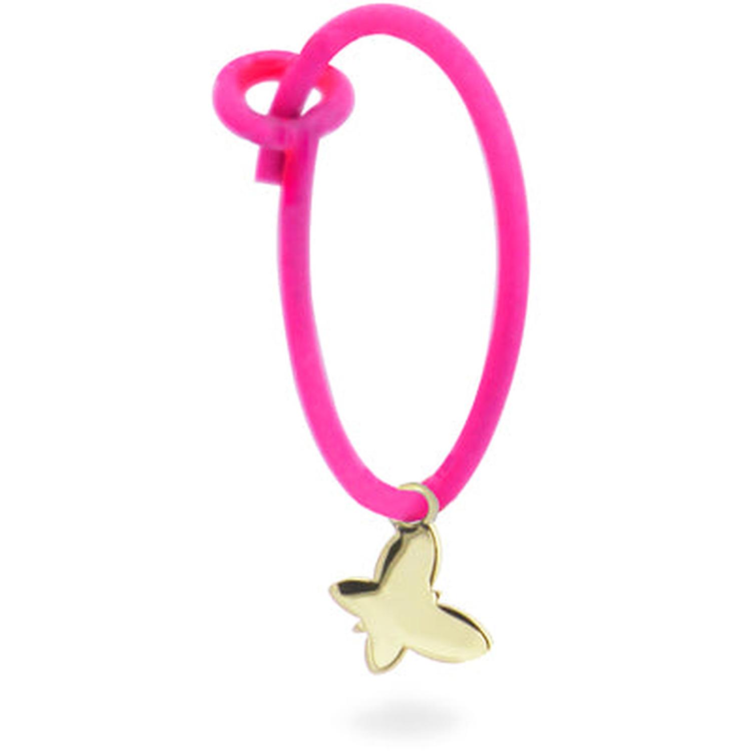 Rue Des Mille - 18KORV03 - Mono-orecchino farfalla hoop fucsia fluo - ORO18KT