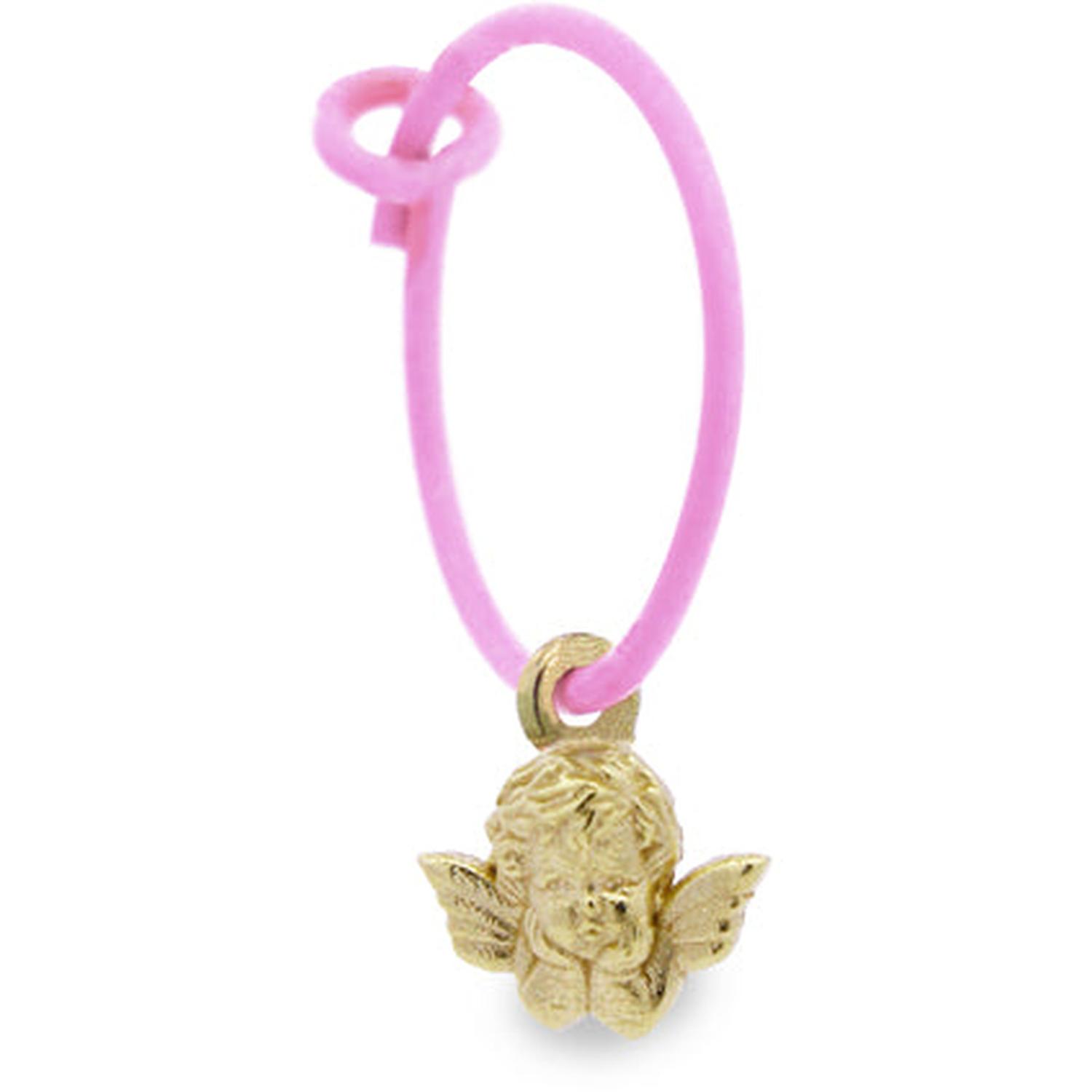 Rue Des Mille - 18KORV13 - Pastel Pink Angel Hoop Single Earring - 18KT GOLD