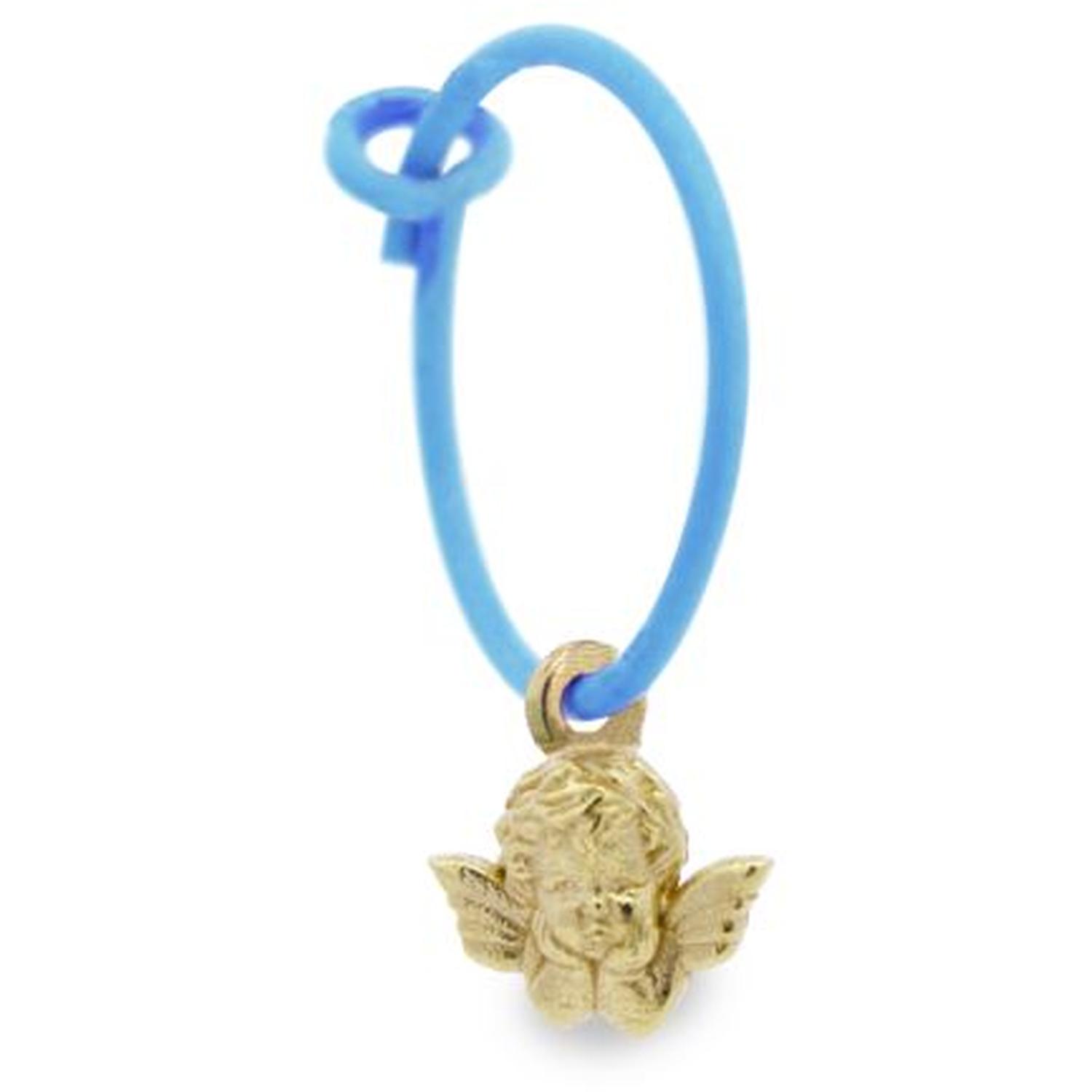 Rue Des Mille - 18KORV14 - Pastel Blue Angel Hoop Single Earring - 18KT GOLD