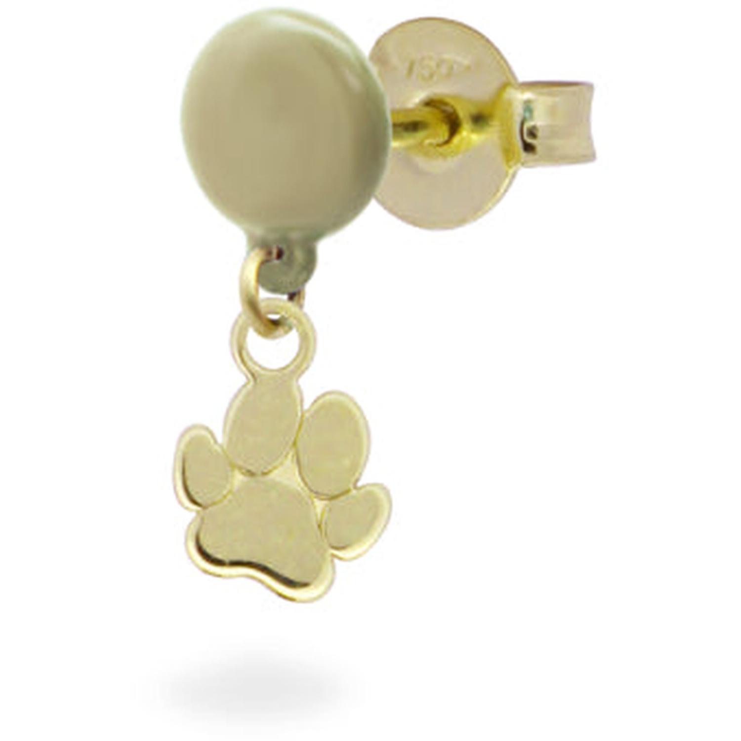 Rue Des Mille - 18KORVK5M2ZAM - Single Paw Button Patent Leather Earring - 18KT GOLD