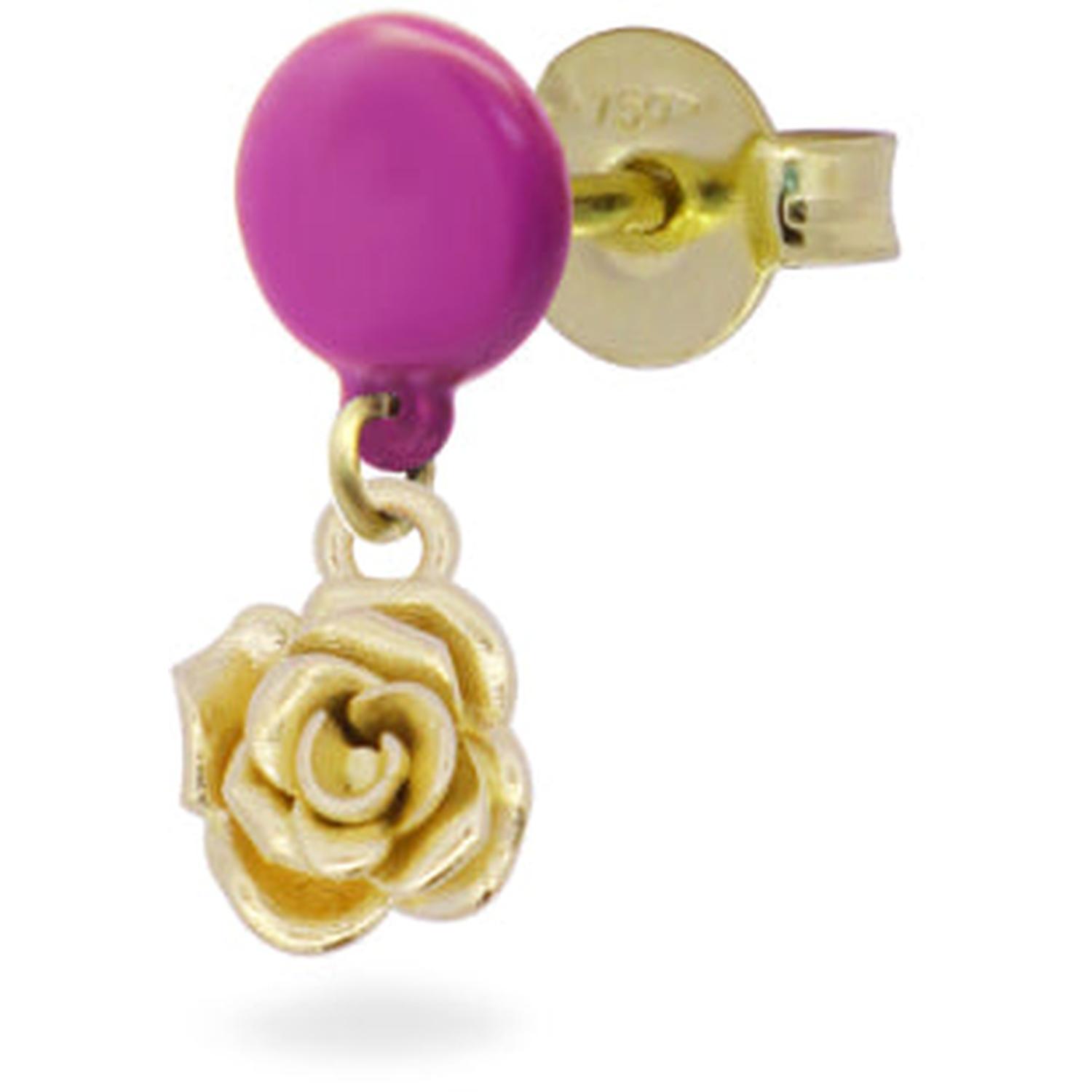Rue Des Mille - 18KORVK6M2ROS - Single earring in pink patent leather - 18KT gold