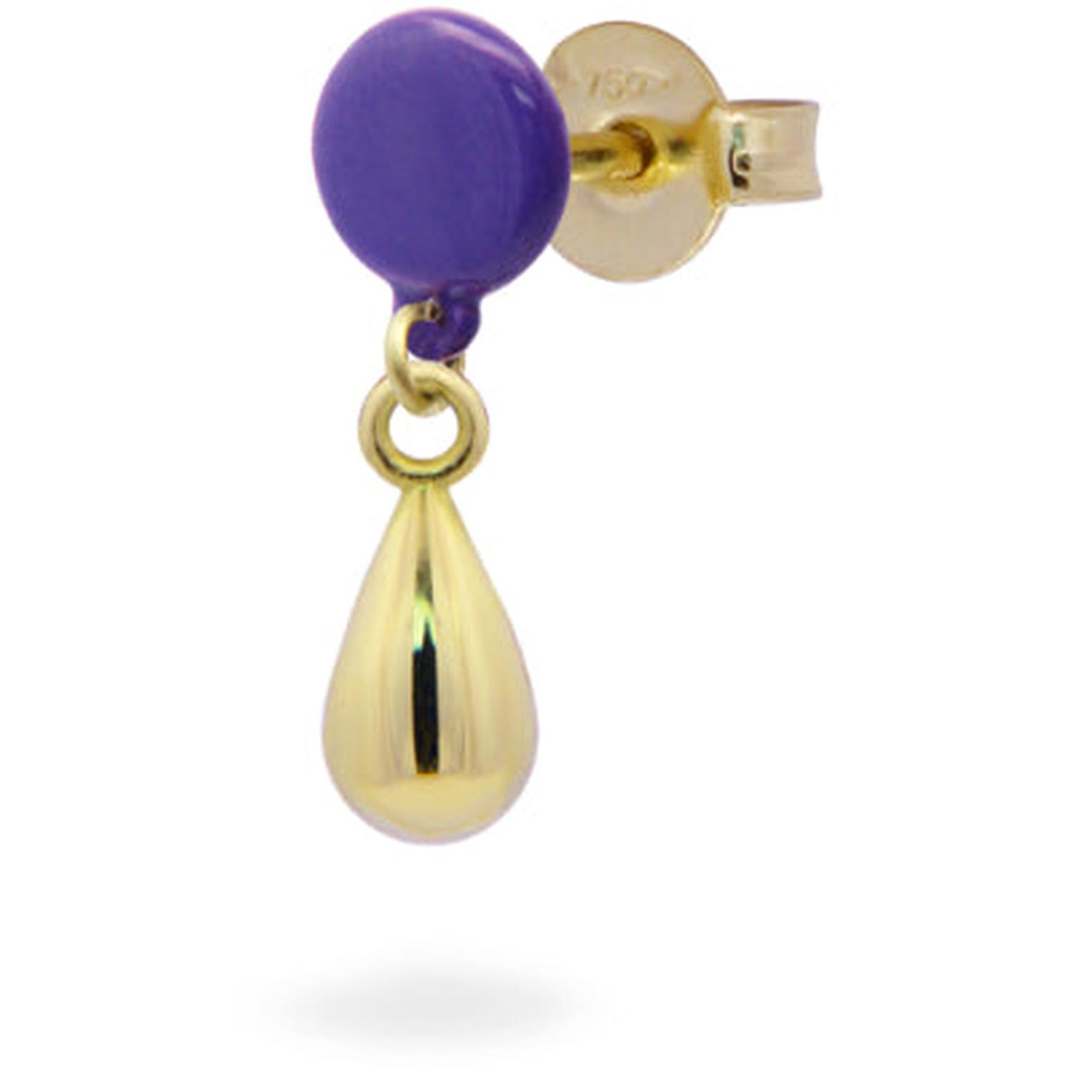 Rue Des Mille - 18KORVK7M2GOC - Single Drop Button Earring in Paint - 18KT Gold