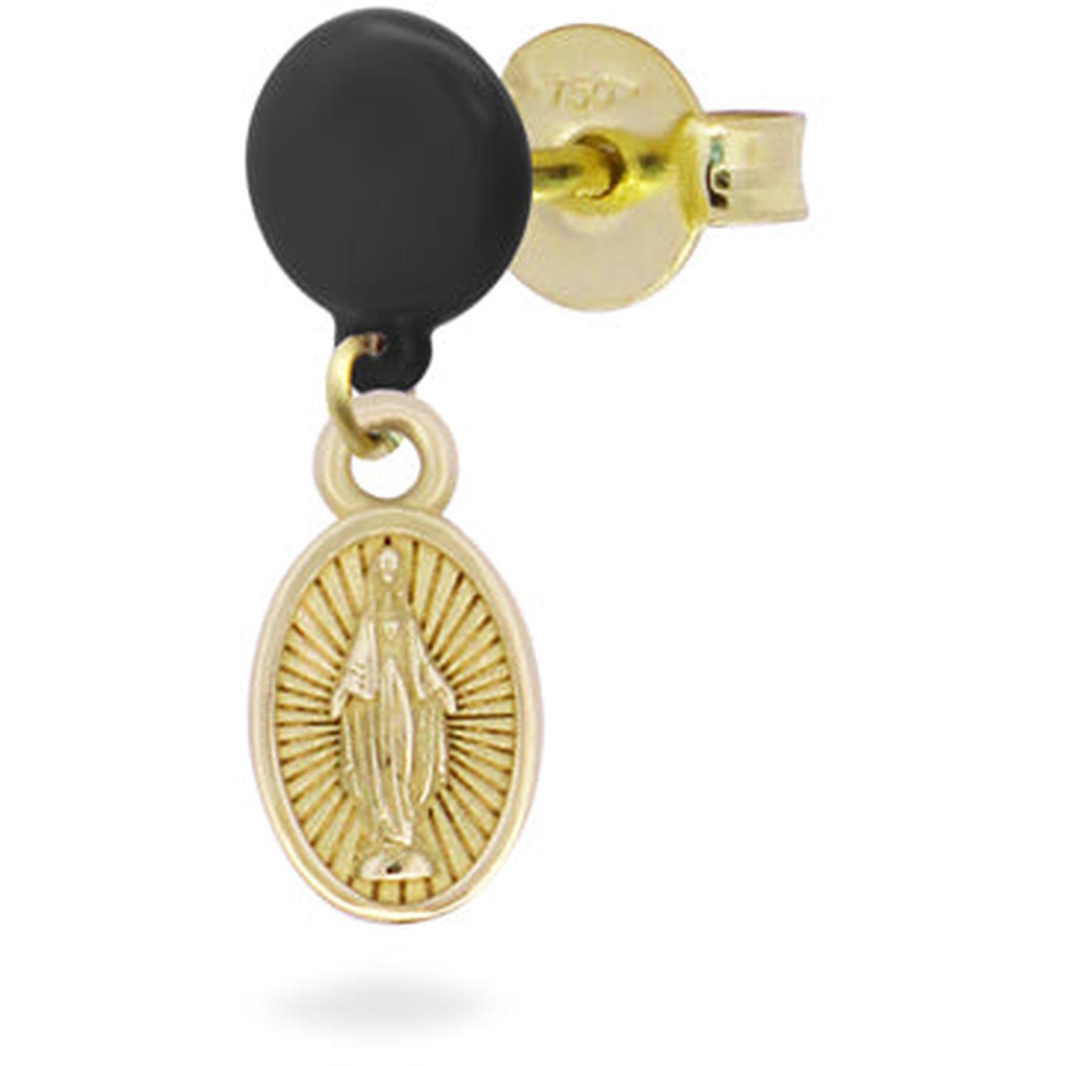 Rue Des Mille - 18KORVK8M2MAD - Madonna Single Earring with Painted Button - 18KT GOLD