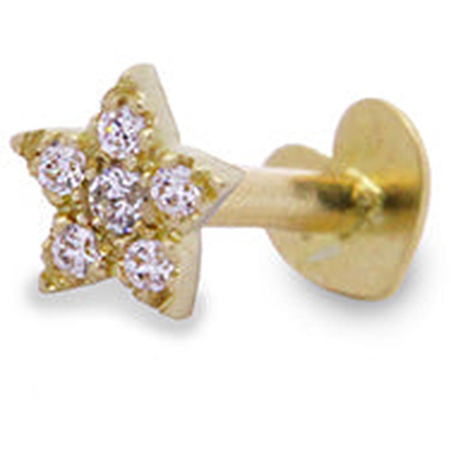 Rue Des Mille - 18KPRD02 - Star and Lab-Grown Diamond Helix Piercing - 18KT Gold