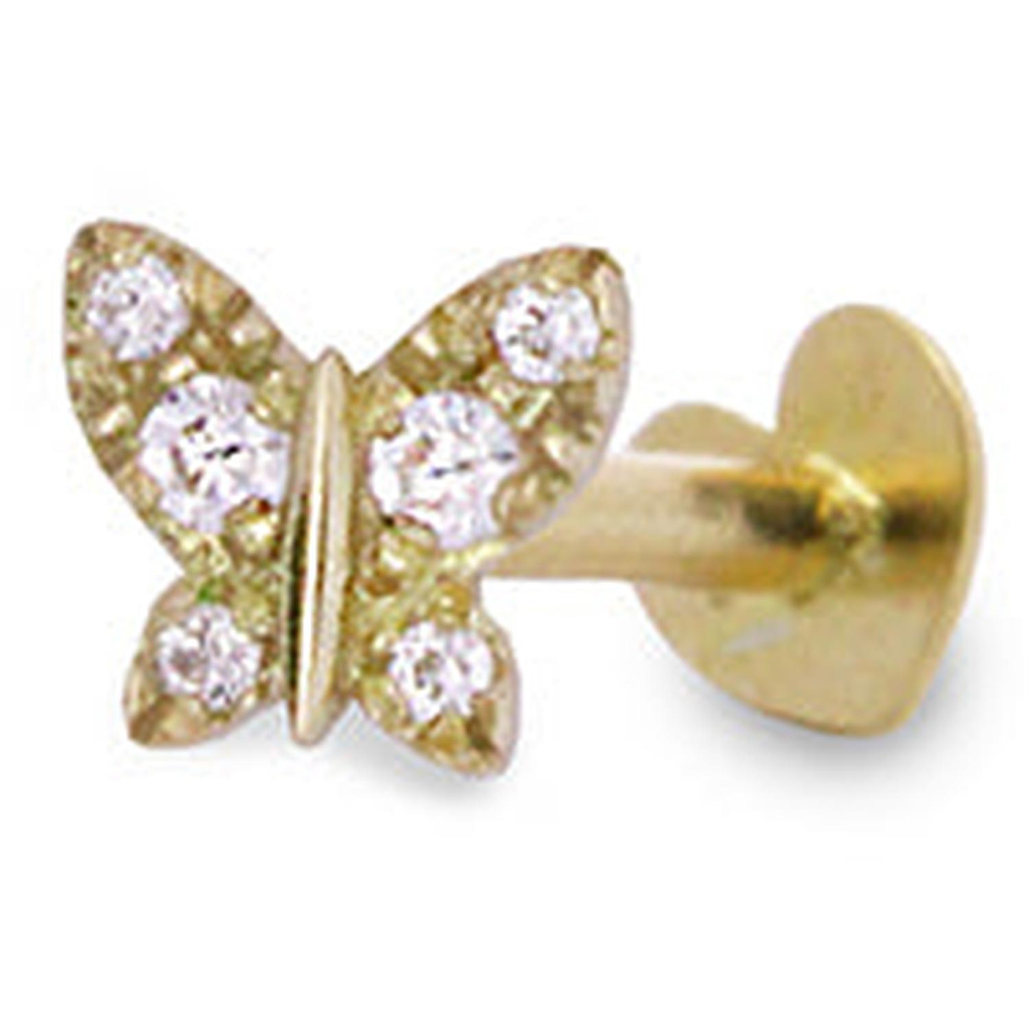 Rue Des Mille - 18KPRD03 - Butterfly Helix Piercing with Lab-Grown Diamonds - 18KT Gold
