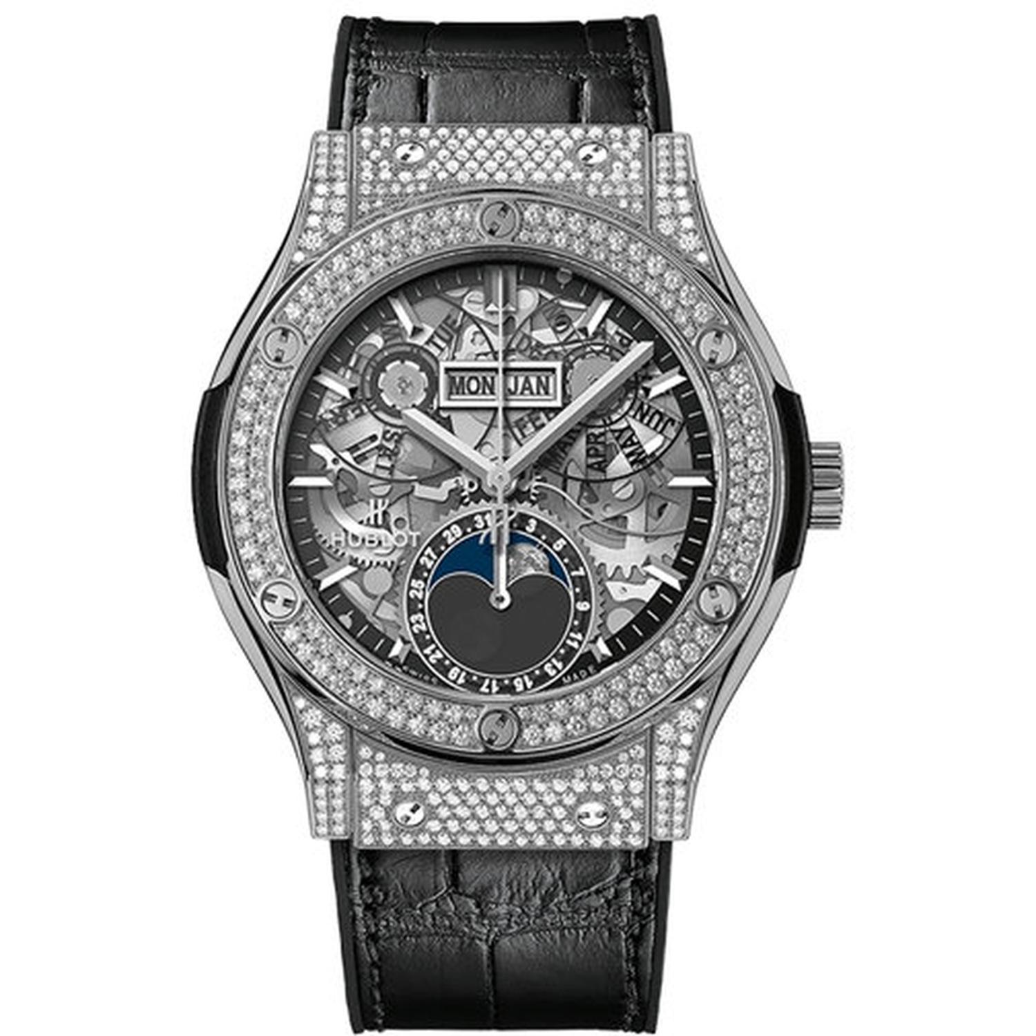 HUBLOT - classic fusion aerofusion moonphase titanium pavé 42 mm