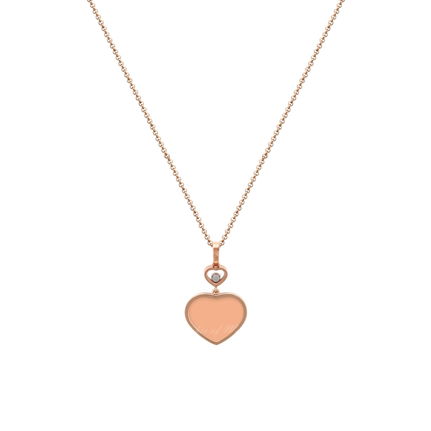 CHOPARD - 797482-5601 - Happy Hearts Rose Gold Rose Stone Pendant 797482-5601