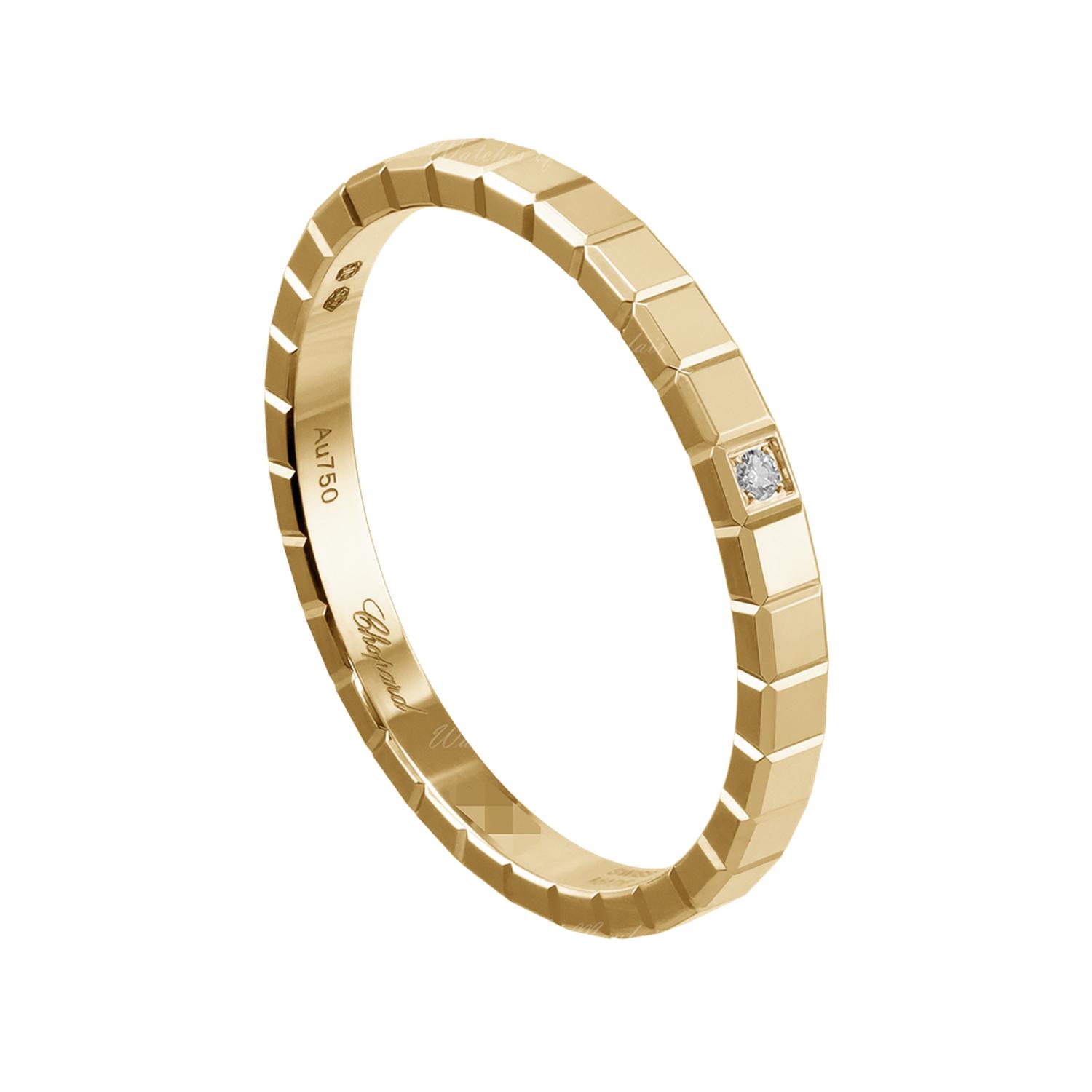 CHOPARD - 827702-0070 - Ice Cube Mini Yellow Gold Diamond Ring Size 54 827702-0070
