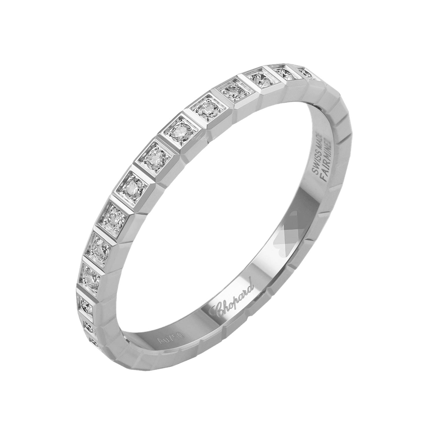CHOPARD - 827702-1284 - Ice Cube Pure White Gold Diamond Full-Set Ring Size 48 827702-1284
