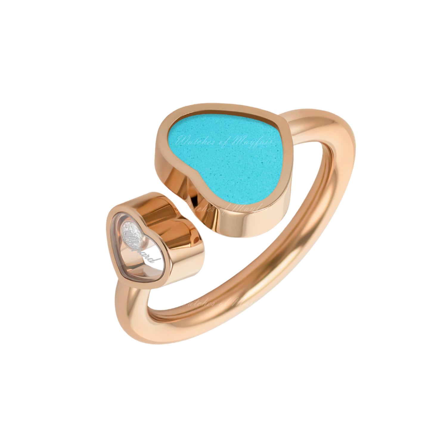 CHOPARD - 829482-5410 - Happy Hearts Rose Gold Turquoise Ring 829482-5410