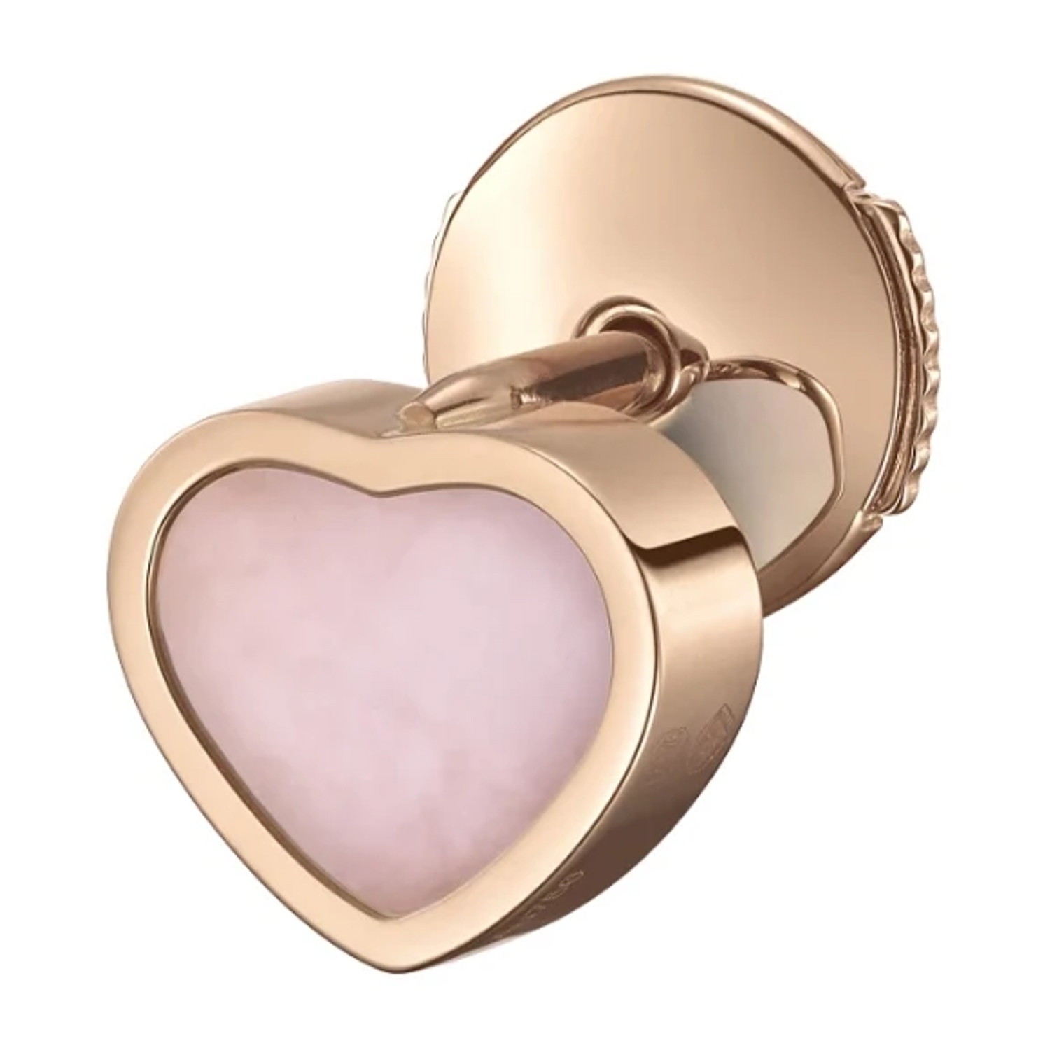 CHOPARD - 83A086-5622 - My Happy Hearts Earring - SINGLE EARRING, 18 CT ETHICAL ROSE GOLD, PINK OPAL.