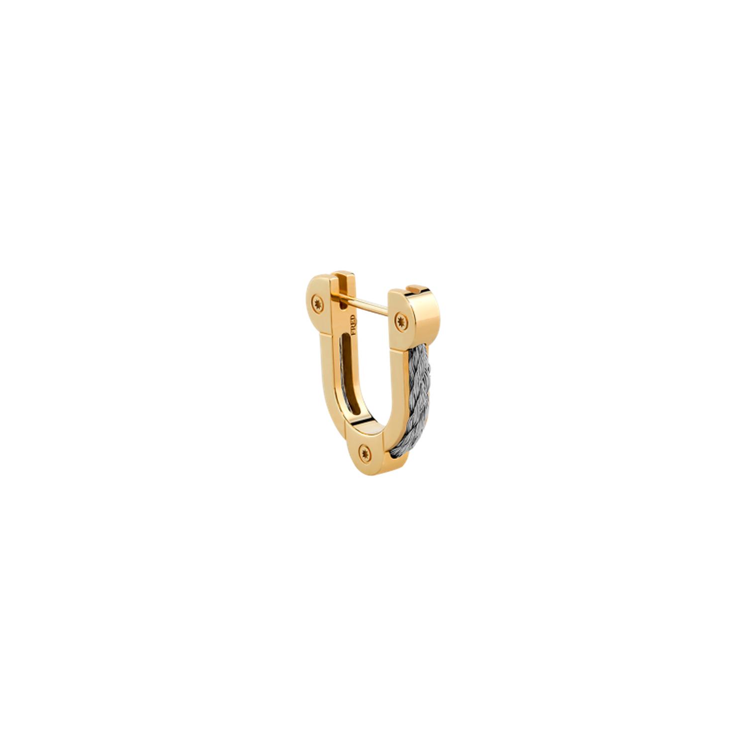 Fred - 8B0316 - FORCE 10 WINCH SINGLE EARRING IN YELLOW GOLD WITH STEEL CORD