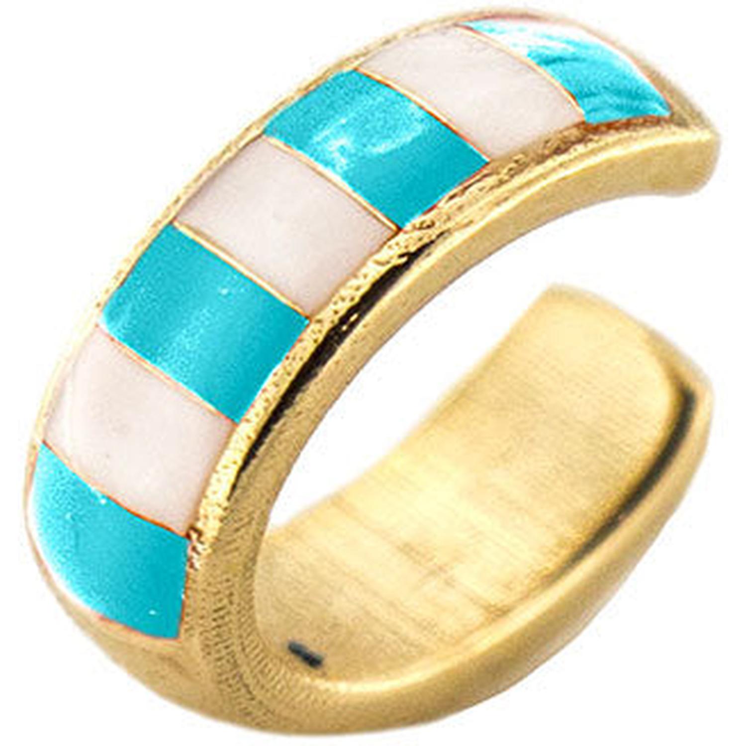 Rue Des Mille - Donna - AEEART - Earcuff - Smalto righe turchese
