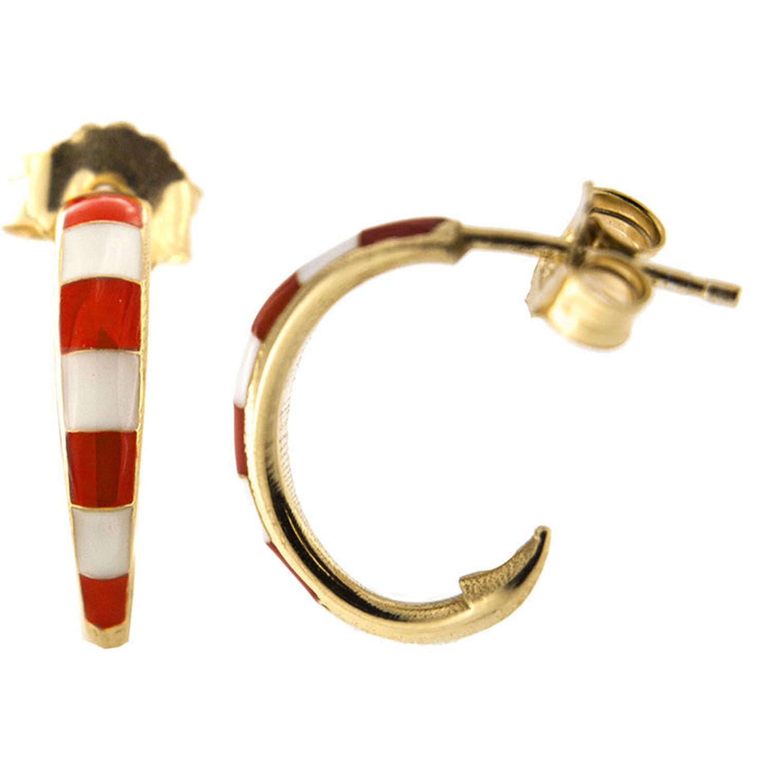 Rue Des Mille - Donna - AEORCERCC - Mono-orecchino cerchio - Smalto righe corallo