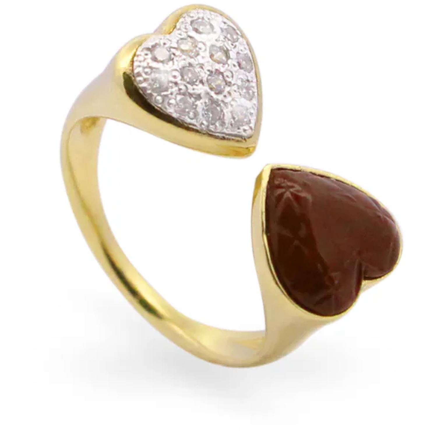 Rue Des Mille - ANZ025M2CUOMAU - Double heart chocolate ring - BON BON