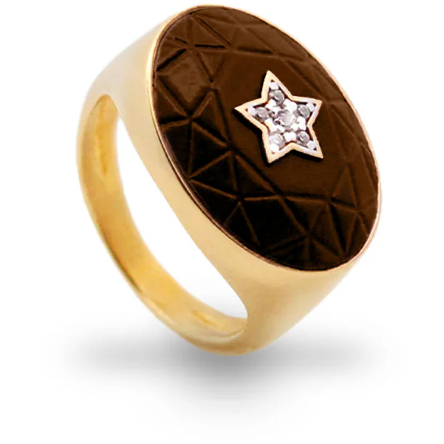 Rue Des Mille - ANZ025M3OVMAU - Oval chocolate and star ring - BON BON