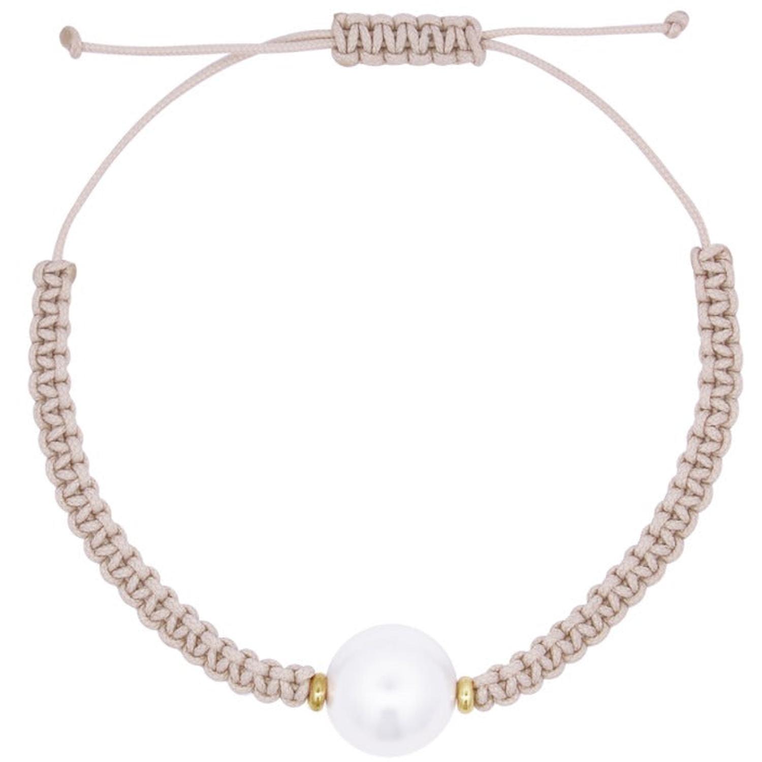 Rue Des Mille - BR019M4BAU - Bracciale tessuto beige e perla - WHITESIDE