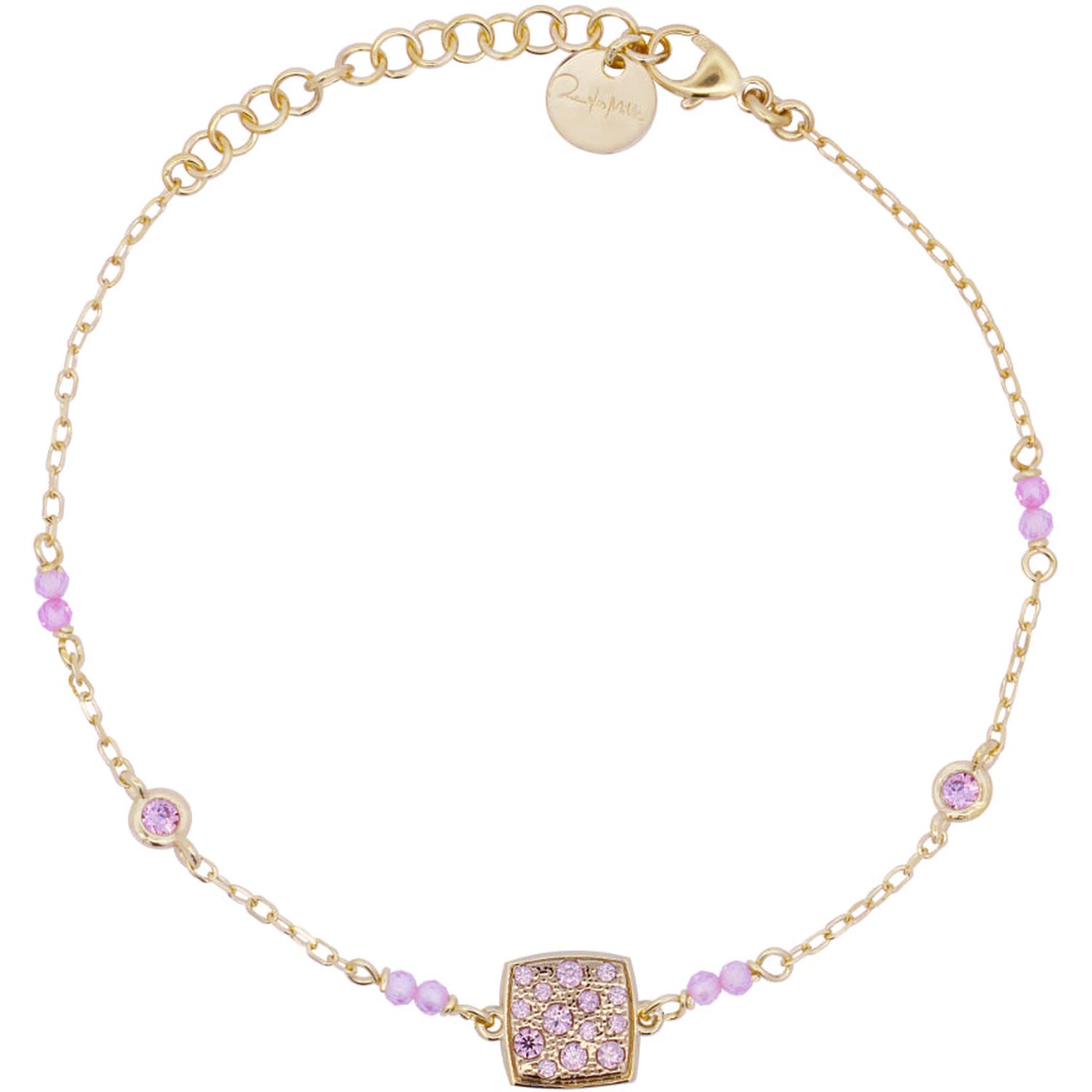 Rue Des Mille - BRZ018M1TVCAU - STARDUST TEN Square Pink Pavé Chain Bracelet